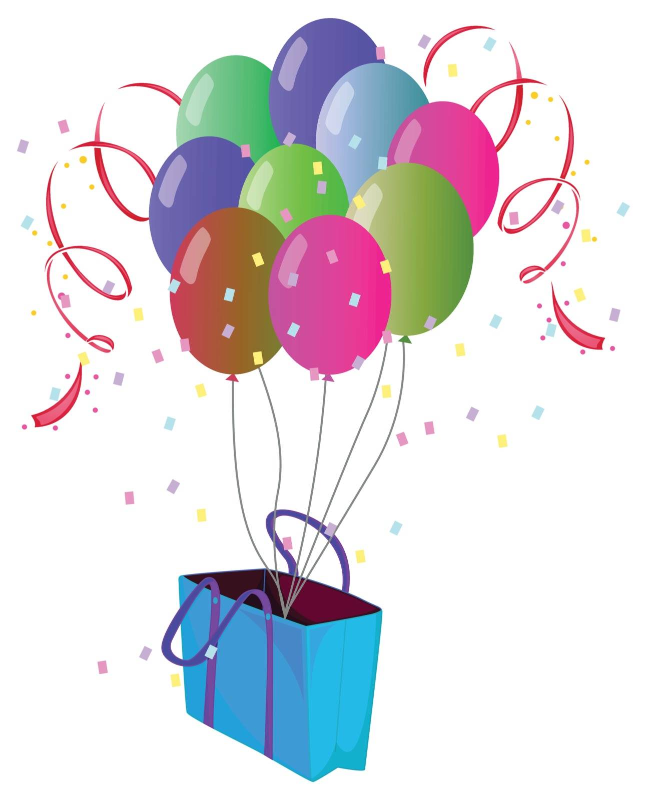 A paper bag with balloons by iimages