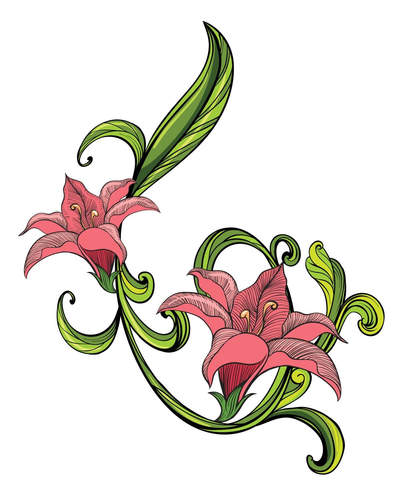 Illustration of a pink and green border on a white background