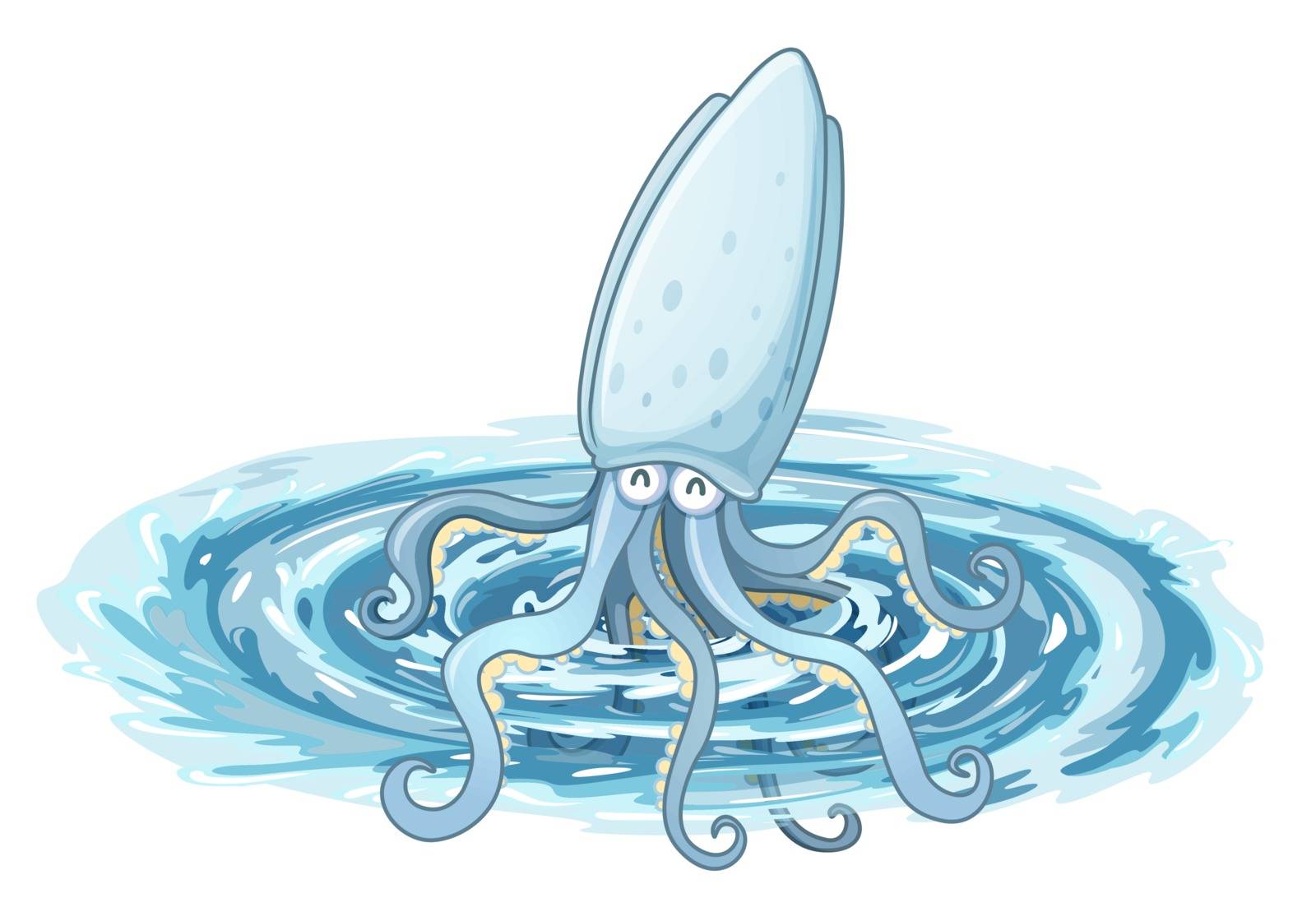 Illustration of a giant squid on a white background