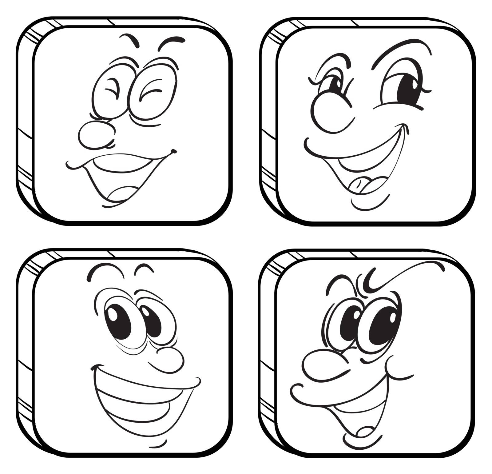Illustration of the four square faces on a white background