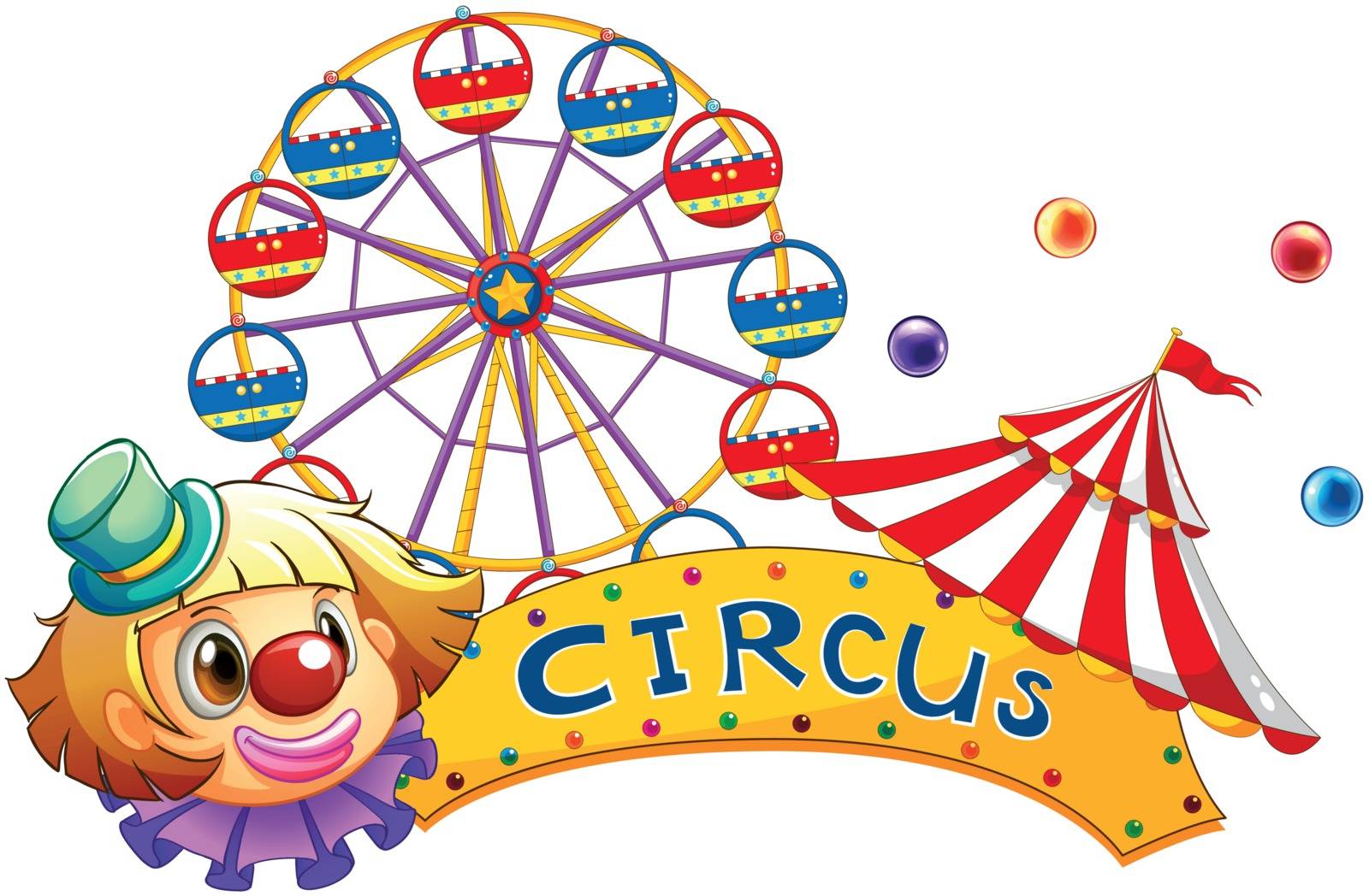 Illustration of a circus signboard on a white background