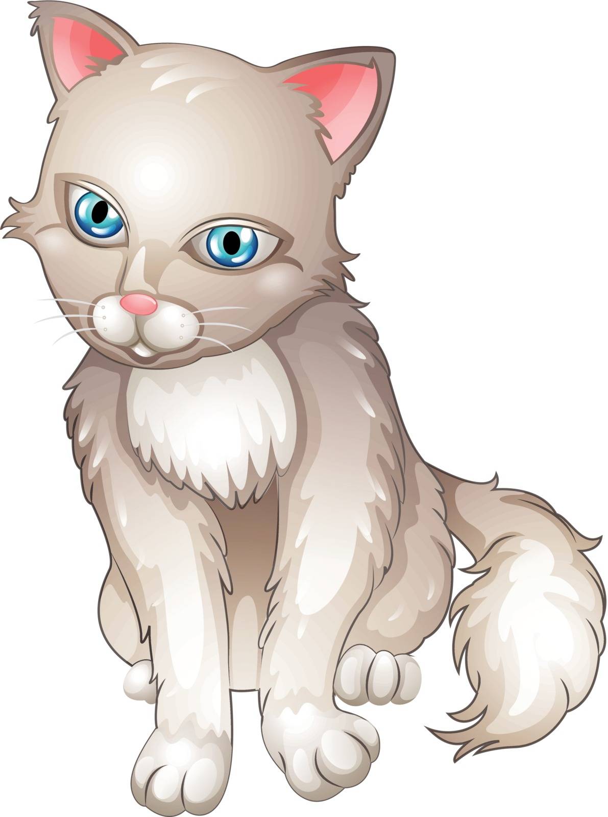 Illustration of a sad cat on a white background