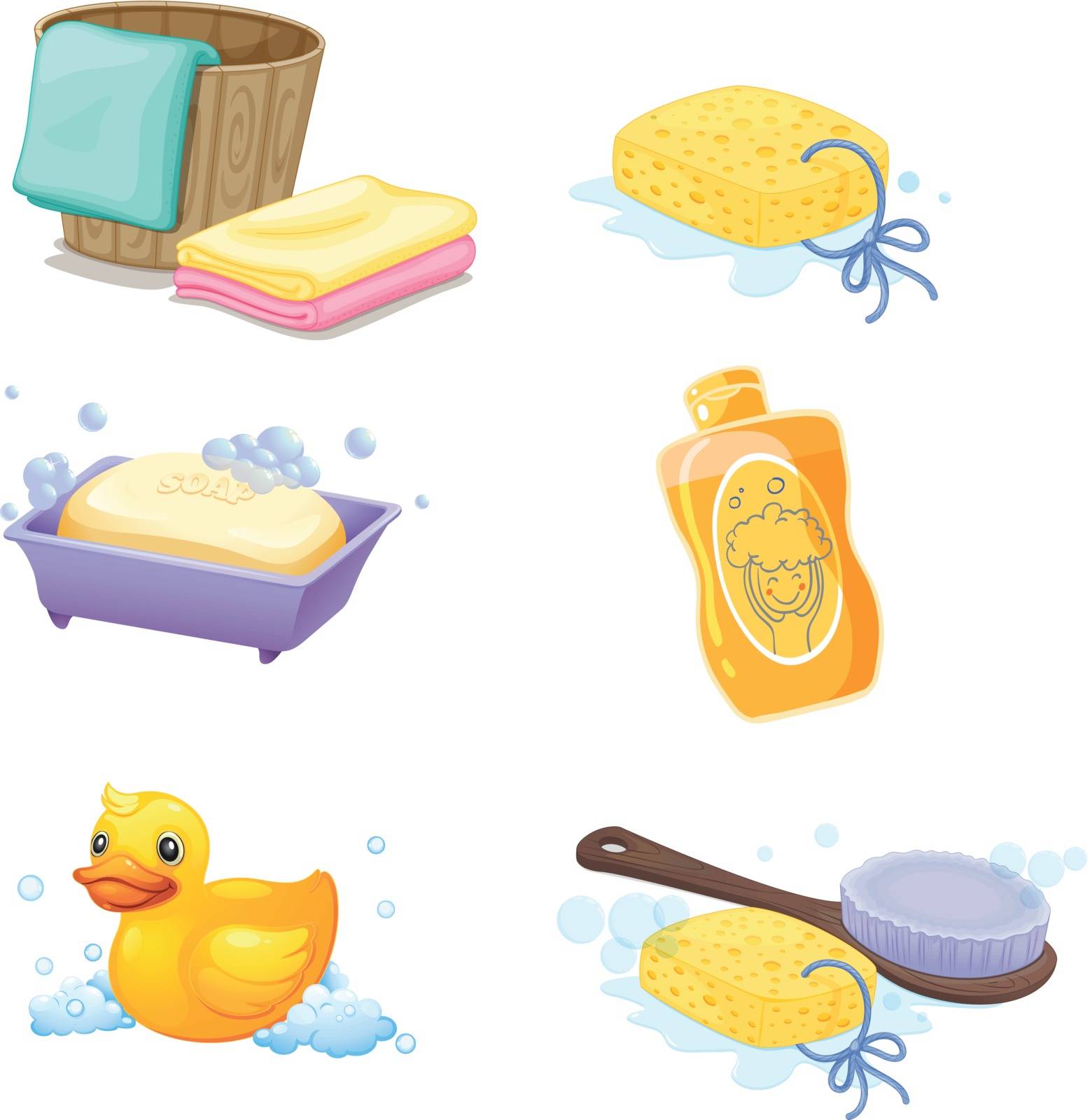 Illustration of the bathroom accessories on a white background