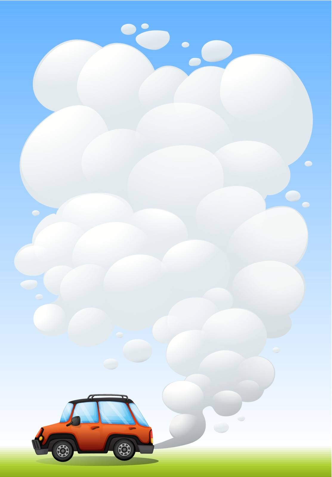 Illustration of the huge smoke from the car