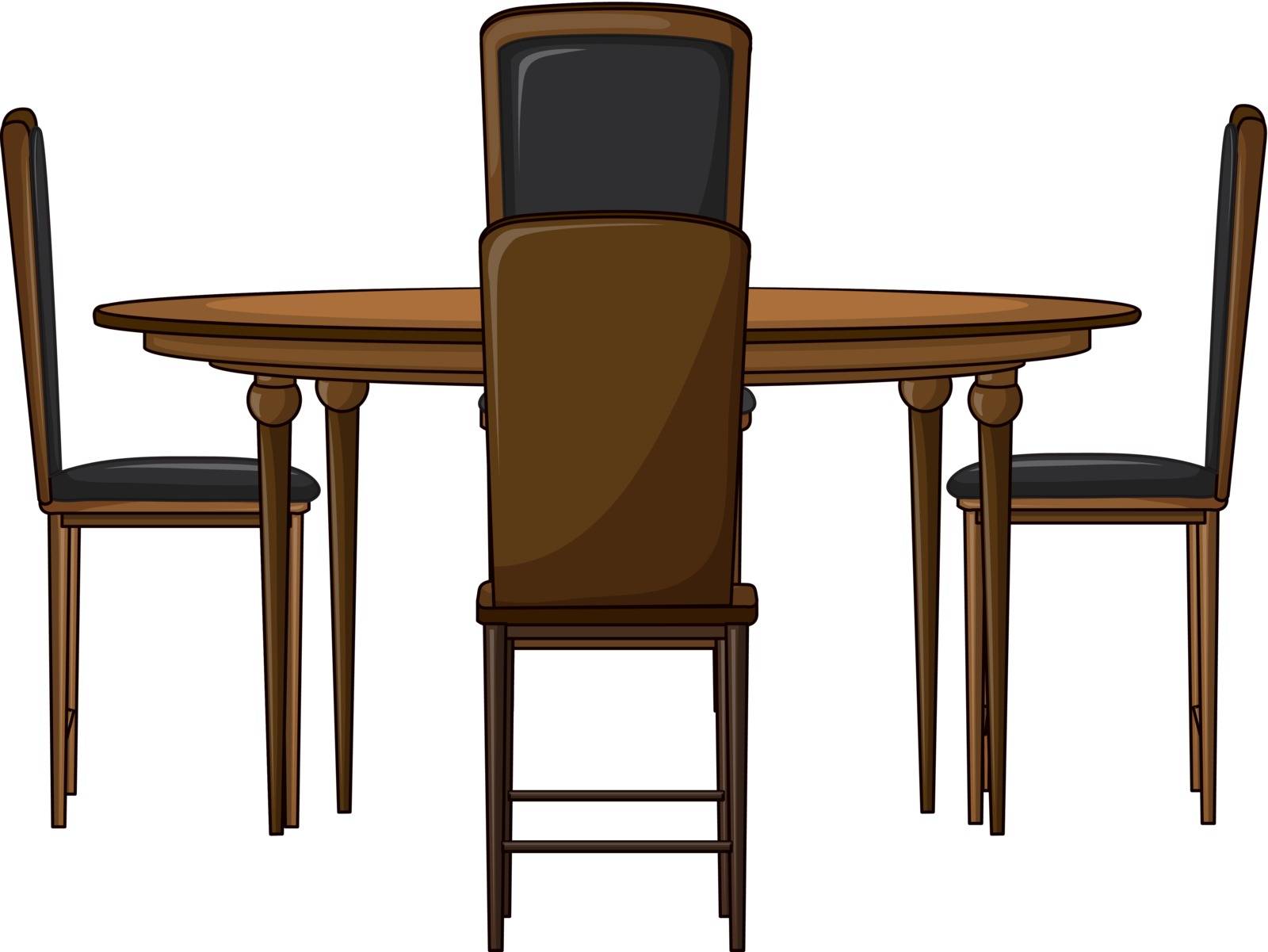 Illustration of a dinning table on a white background