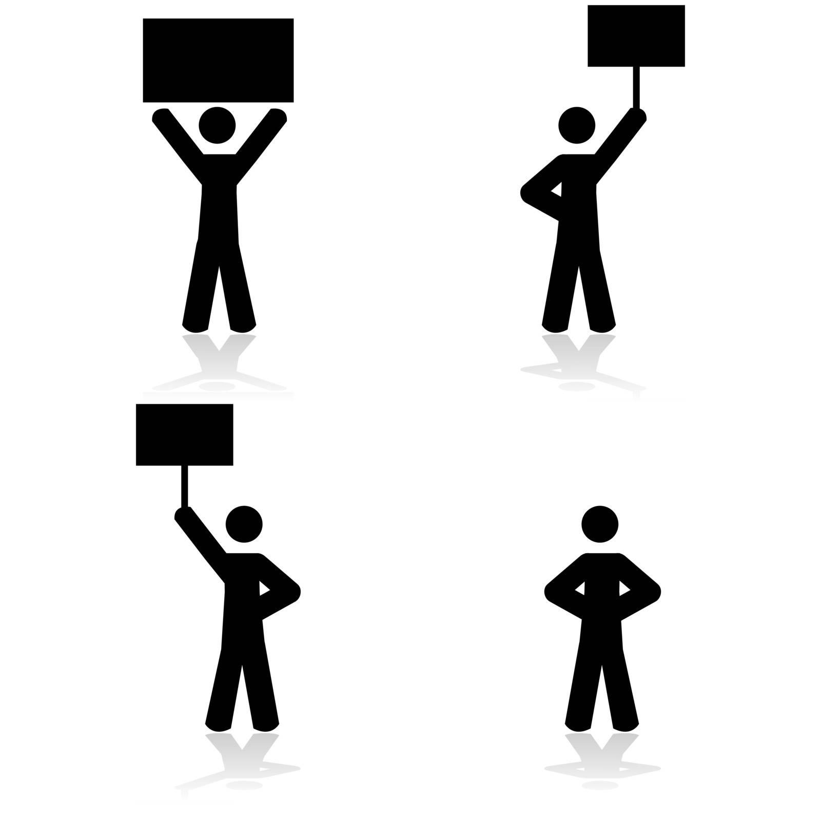Concept illustration showing stick figures in protests