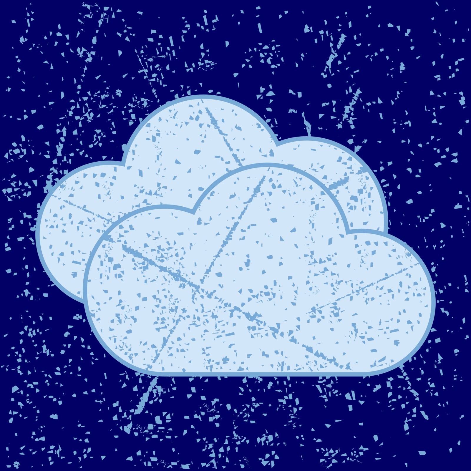 cloud image with grunge pattern on blue background