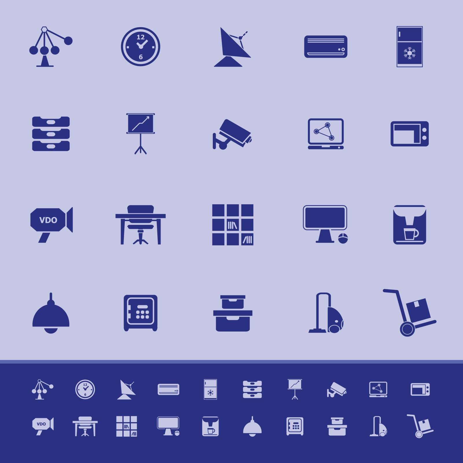 General office color icons on blue background by nalinratphi