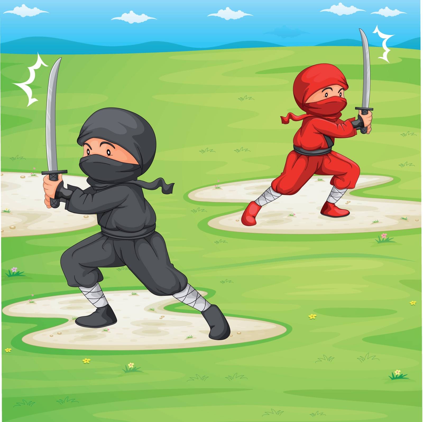 Illustration of a ninja in a field