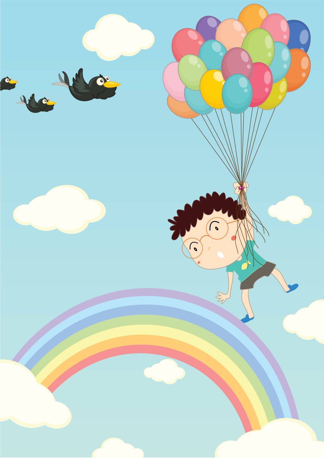 Illustration of boy and balloons