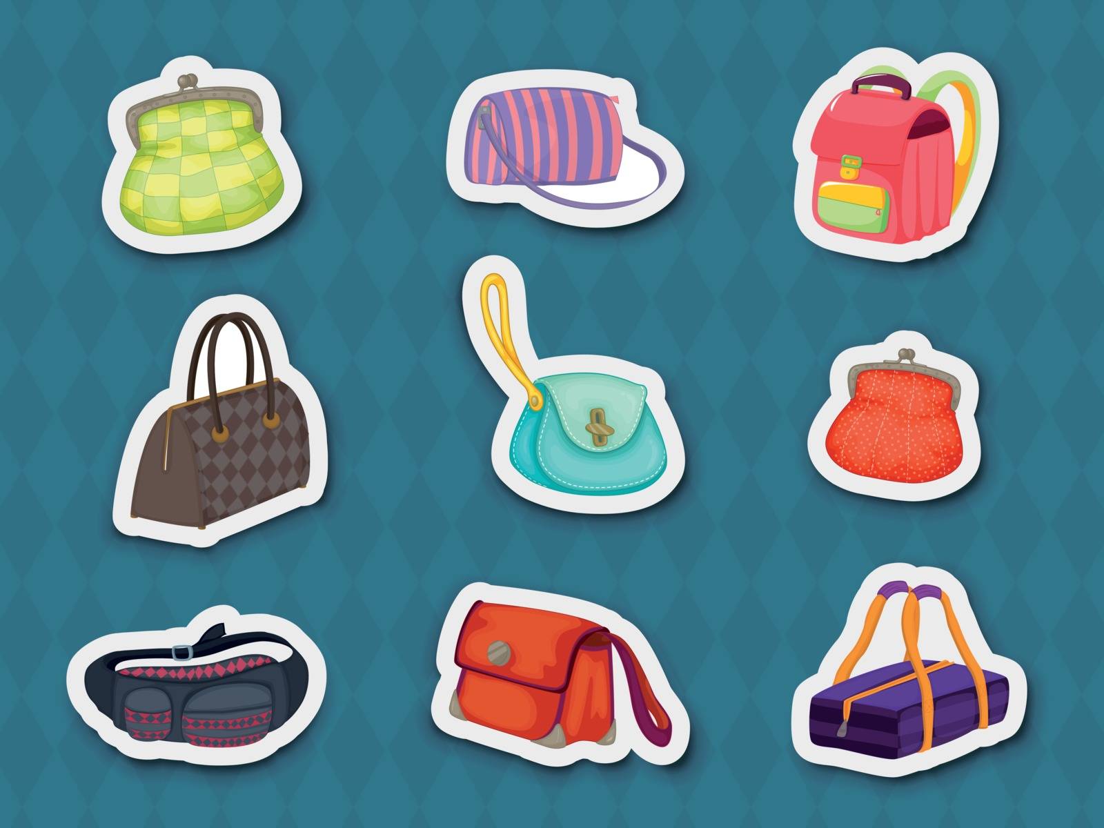 Illustration of handbag sticker icons