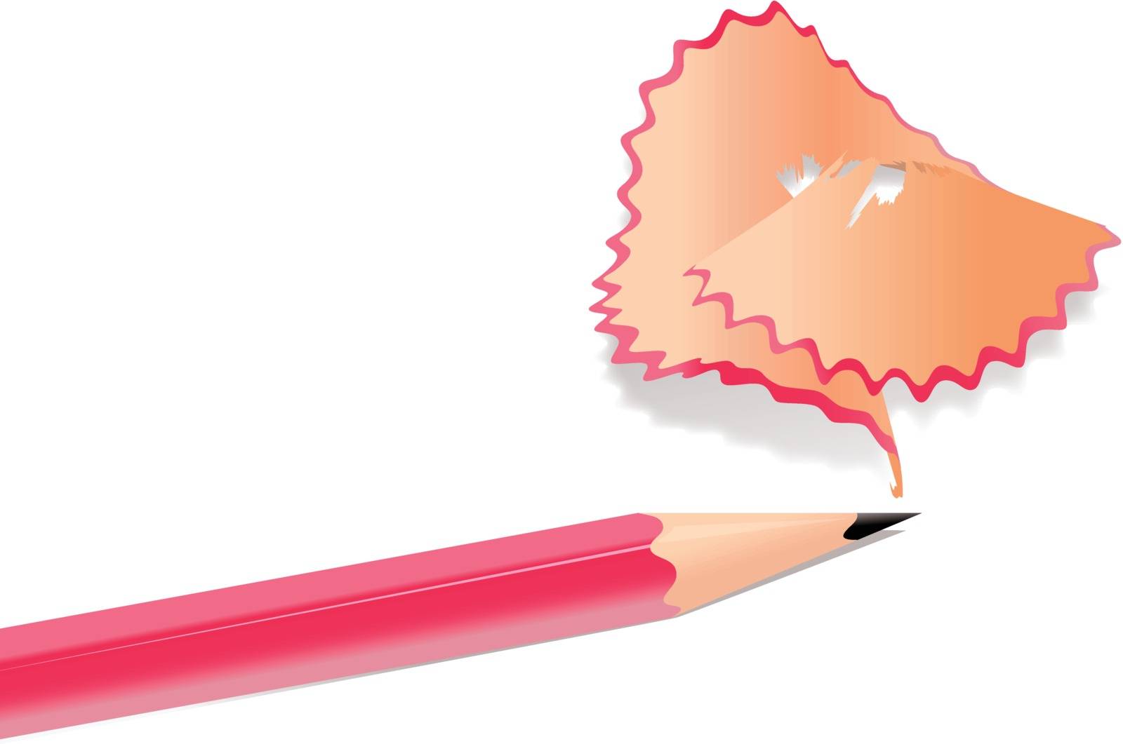 Illustration of pencil shavings on white