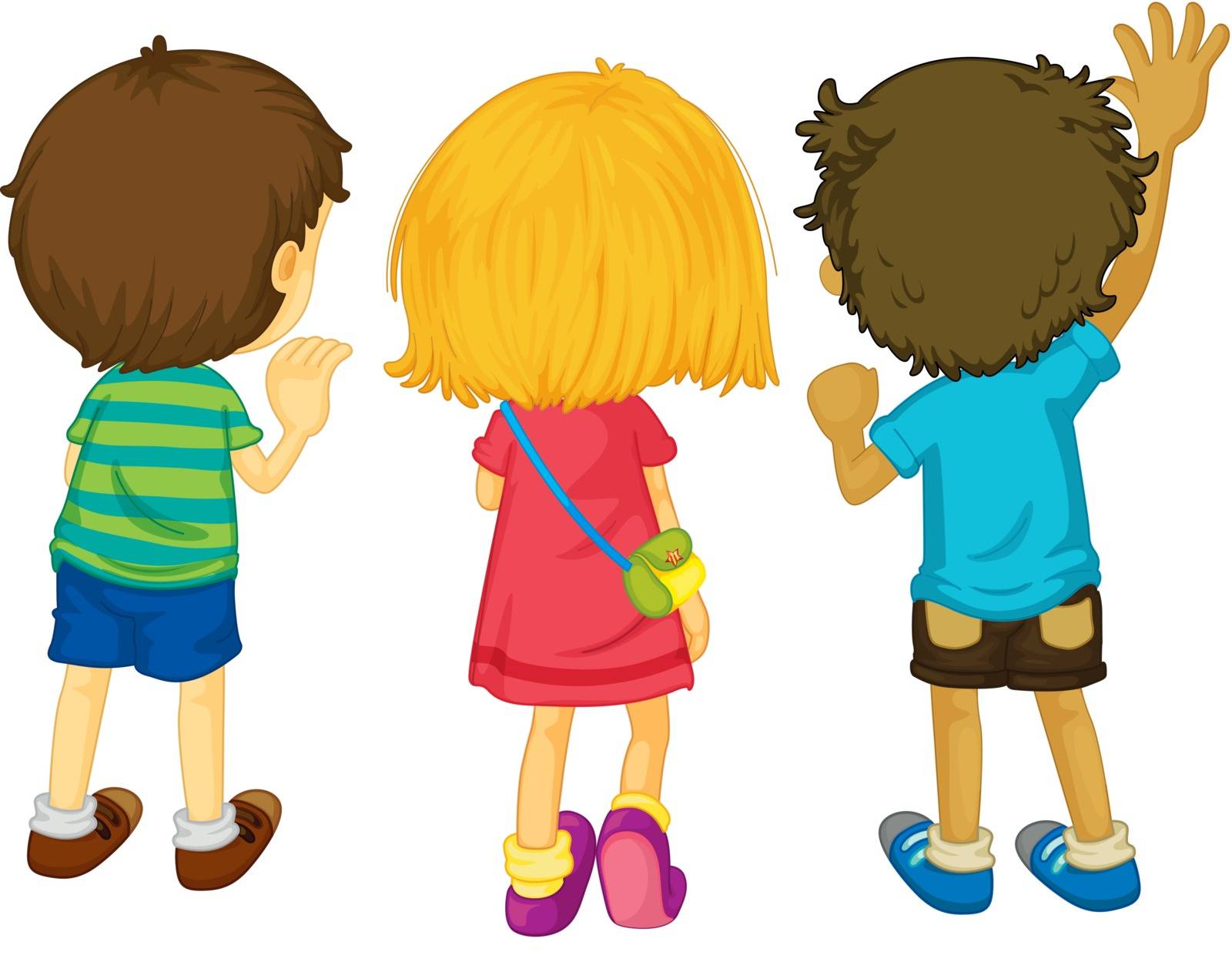 Illustration of 3 kids with backs facing