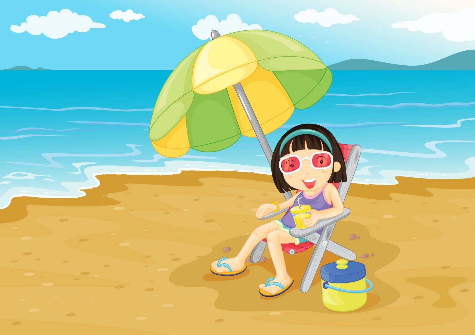 Illustration of girl on the beach