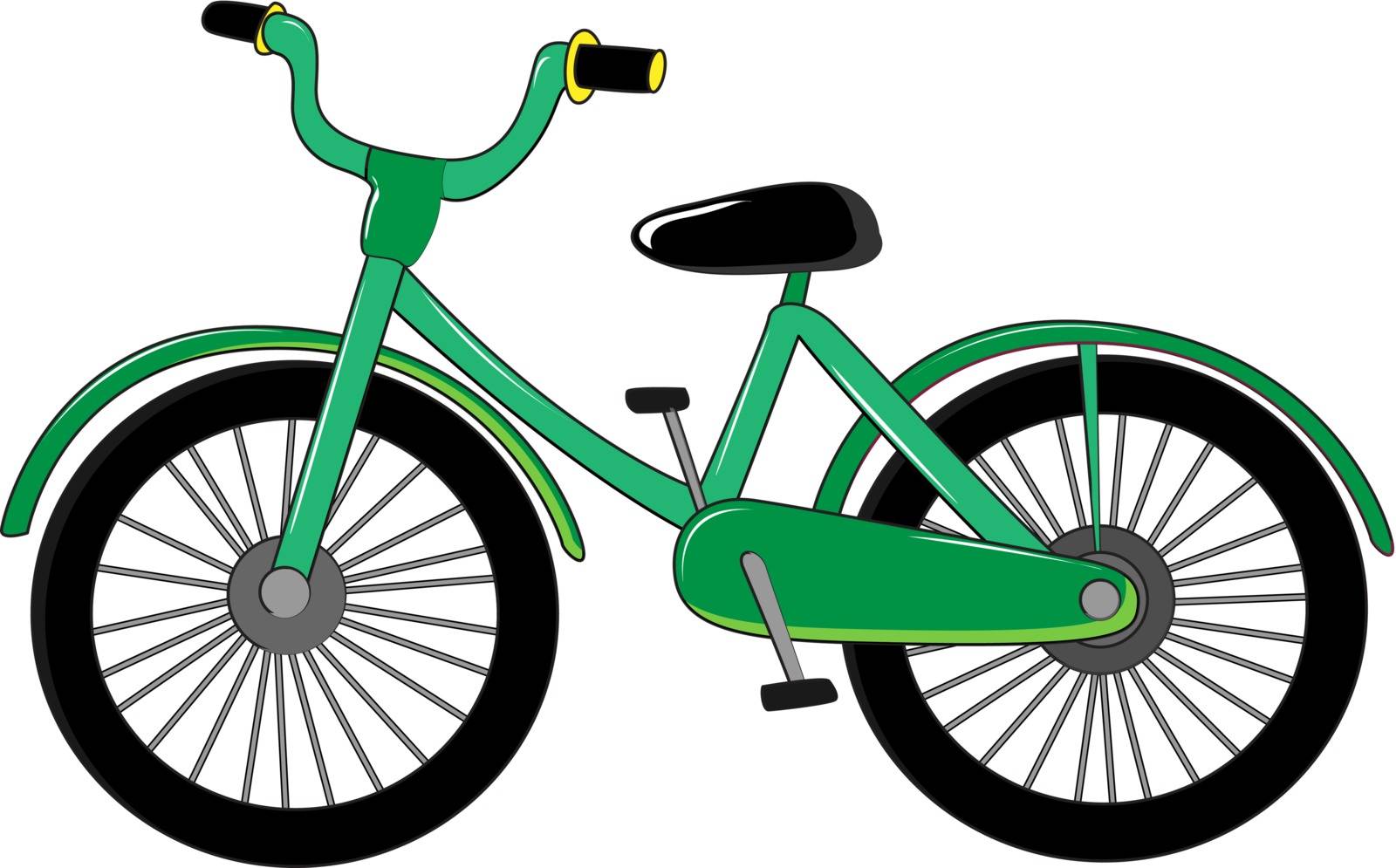 Illustration of small green bike on white