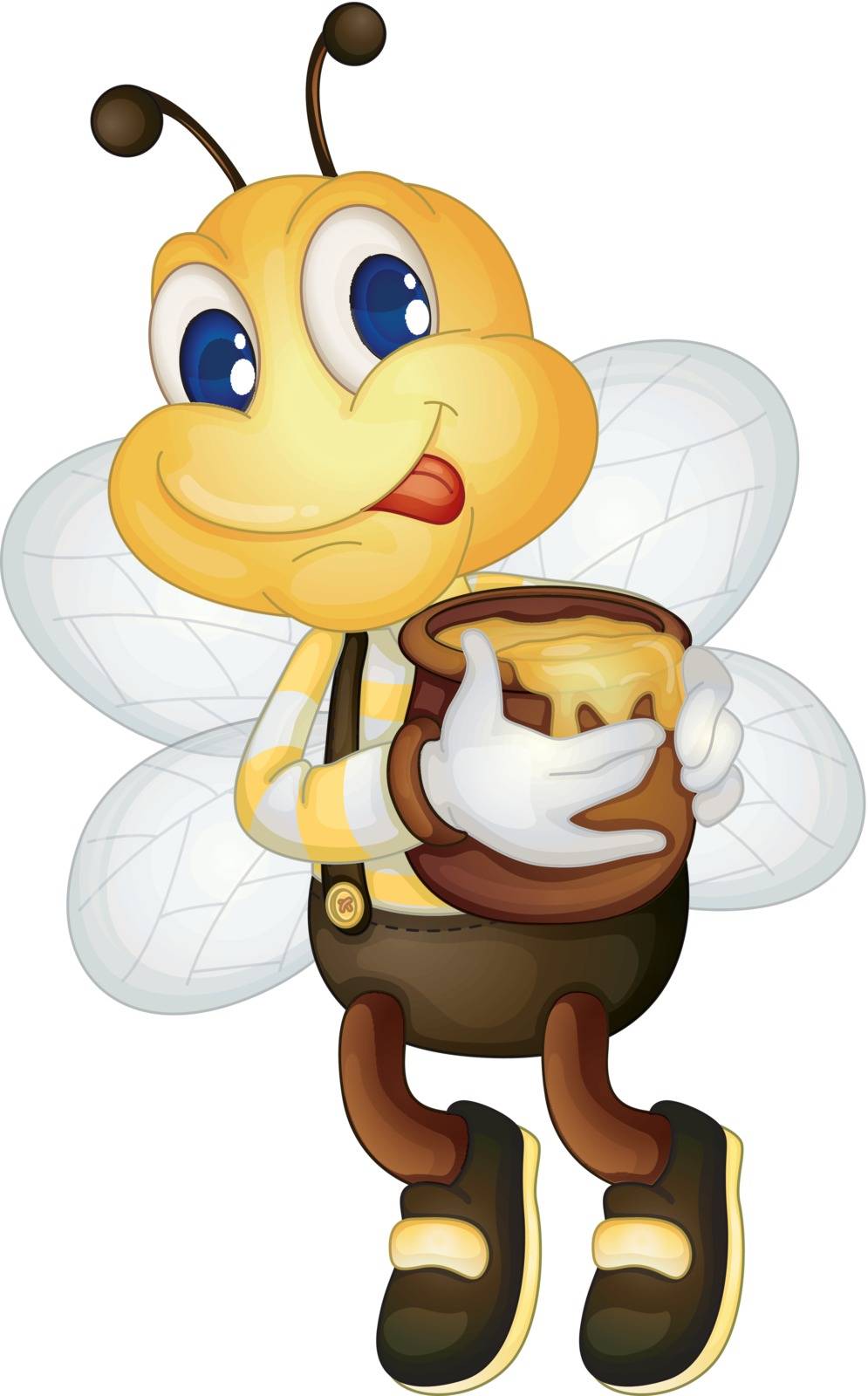 Illustration of a bee with a honey pot
