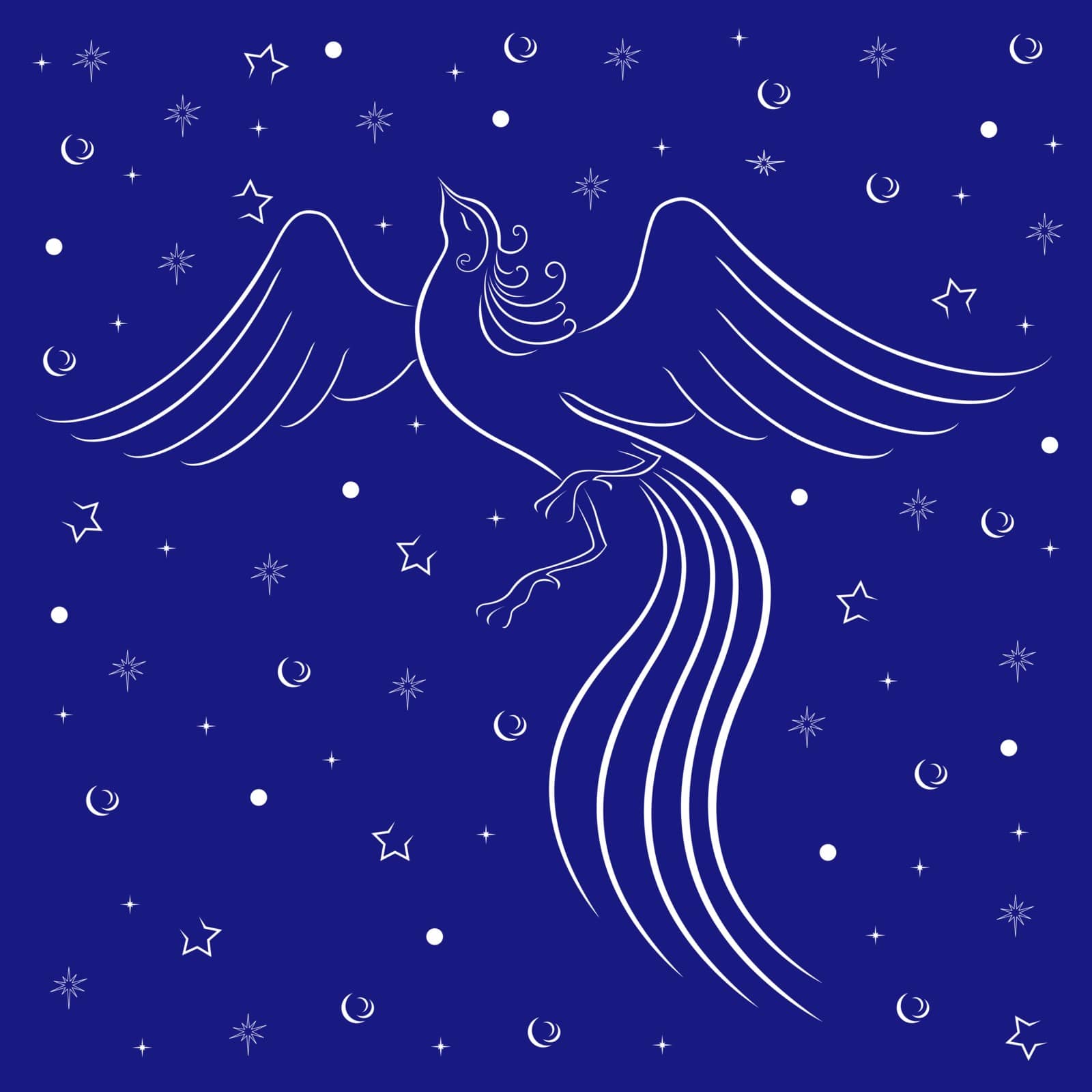 Graceful firebird contour over blue by natareal