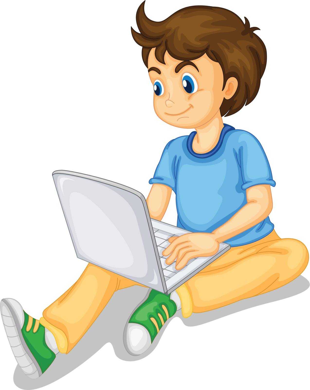 illustration of a boy and laptop on a white