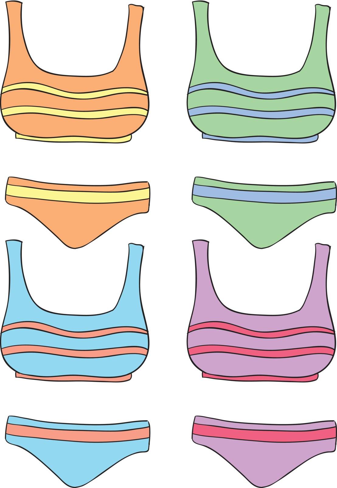 Illustration of clothes in four colors
