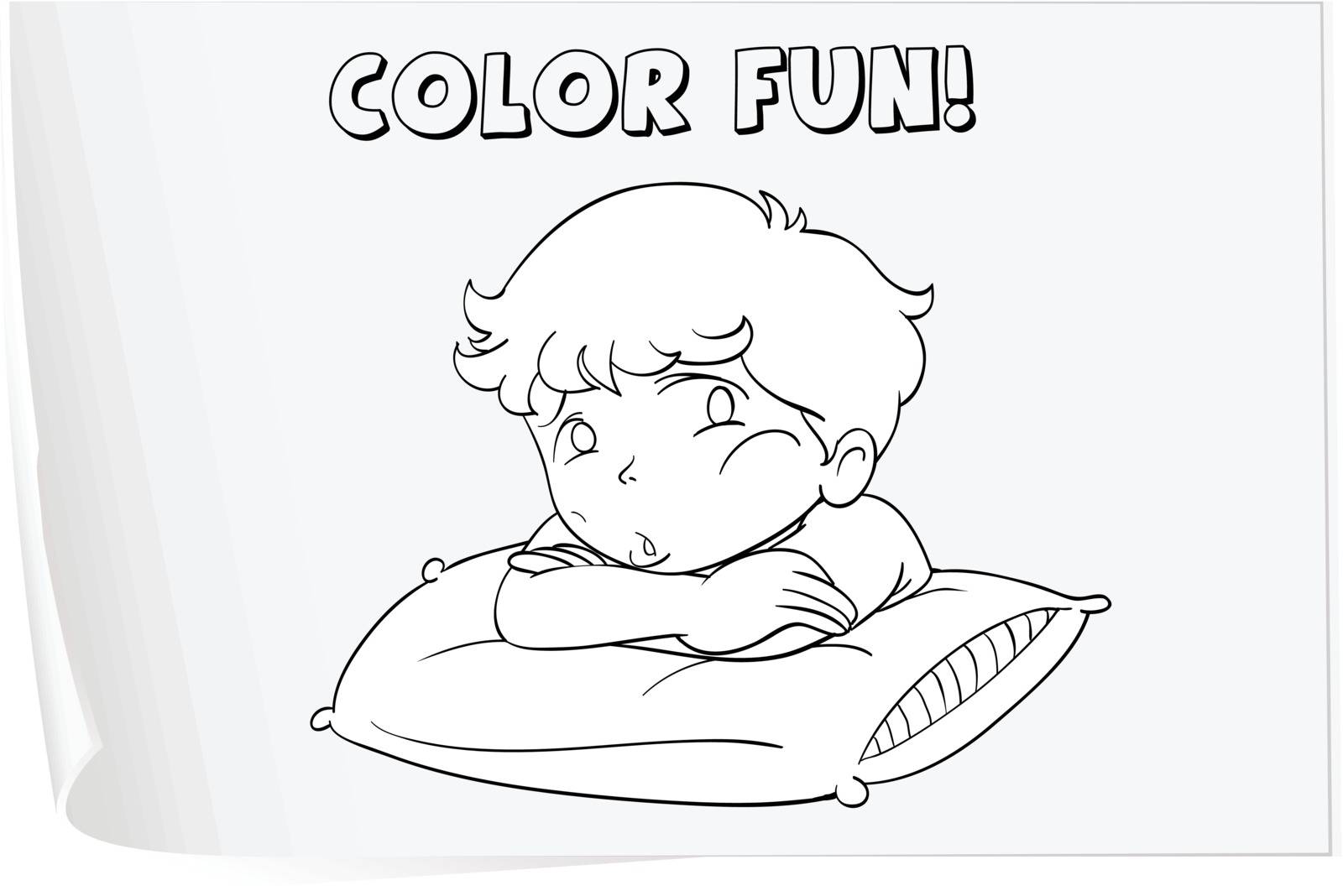 Illustration of a colouring worksheet (boy)