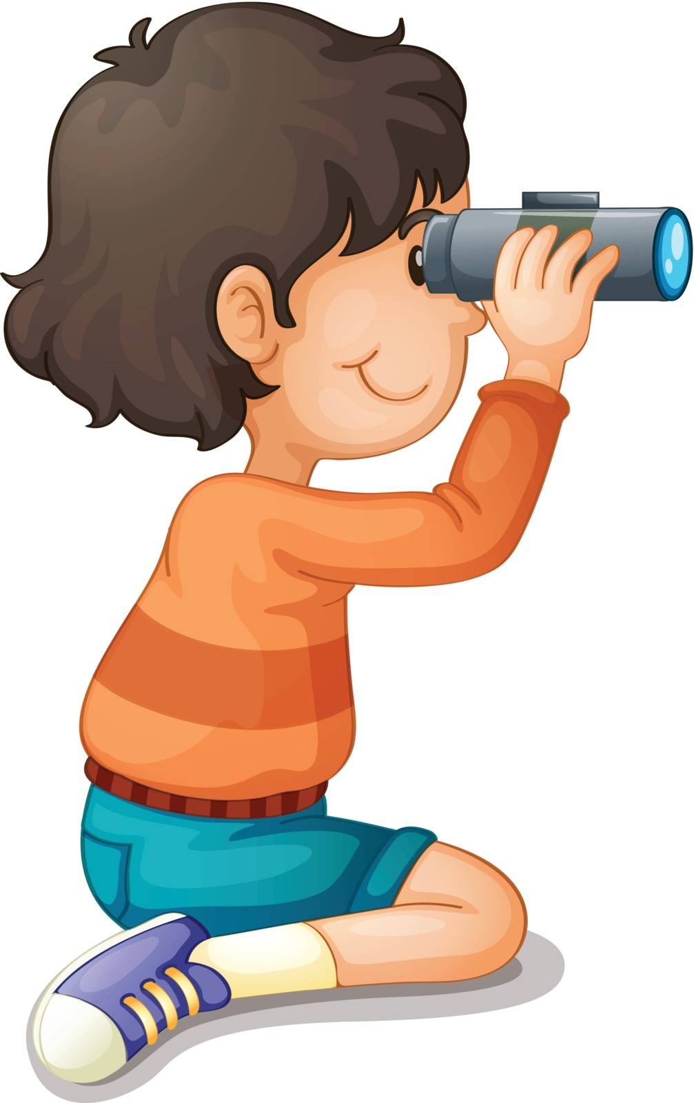 Illustration of a boy using binoculars