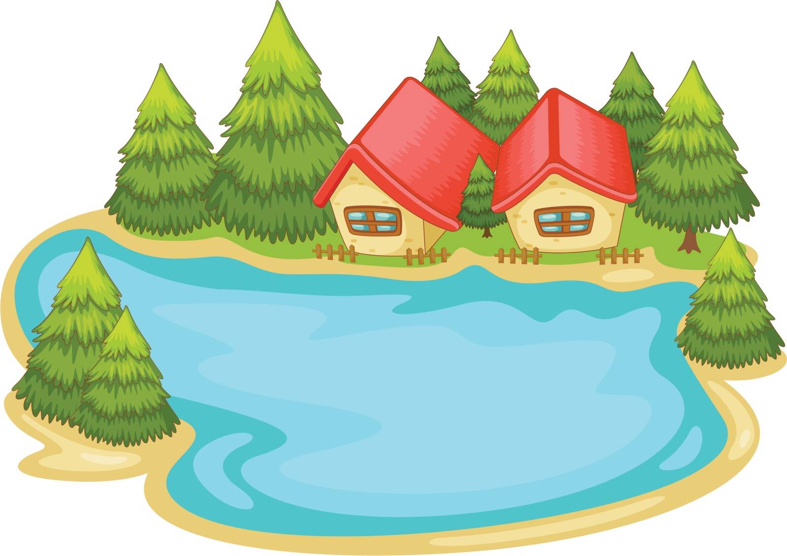 Illustration of nature cabins on white