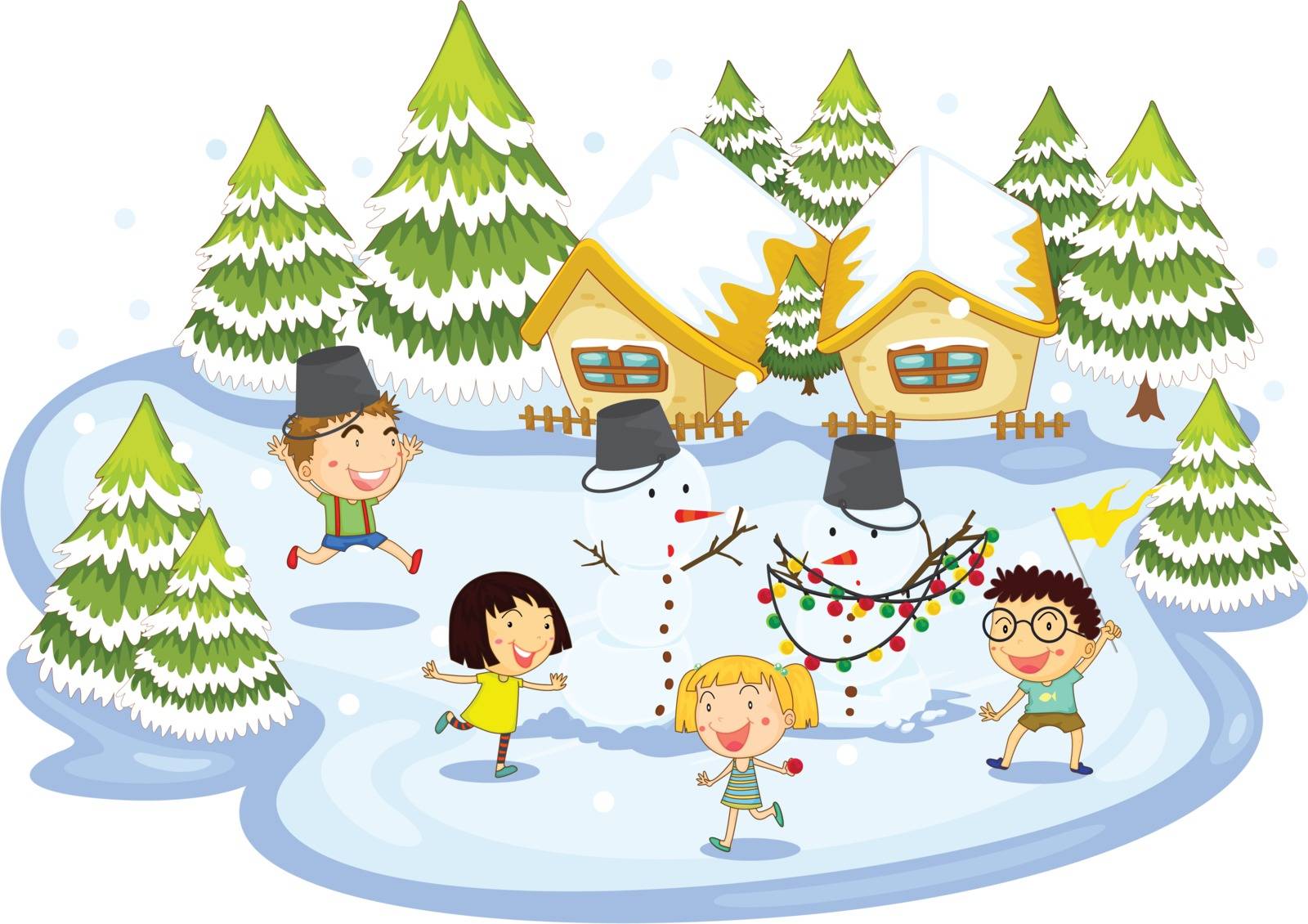 Illustration of kids playing at christmas time