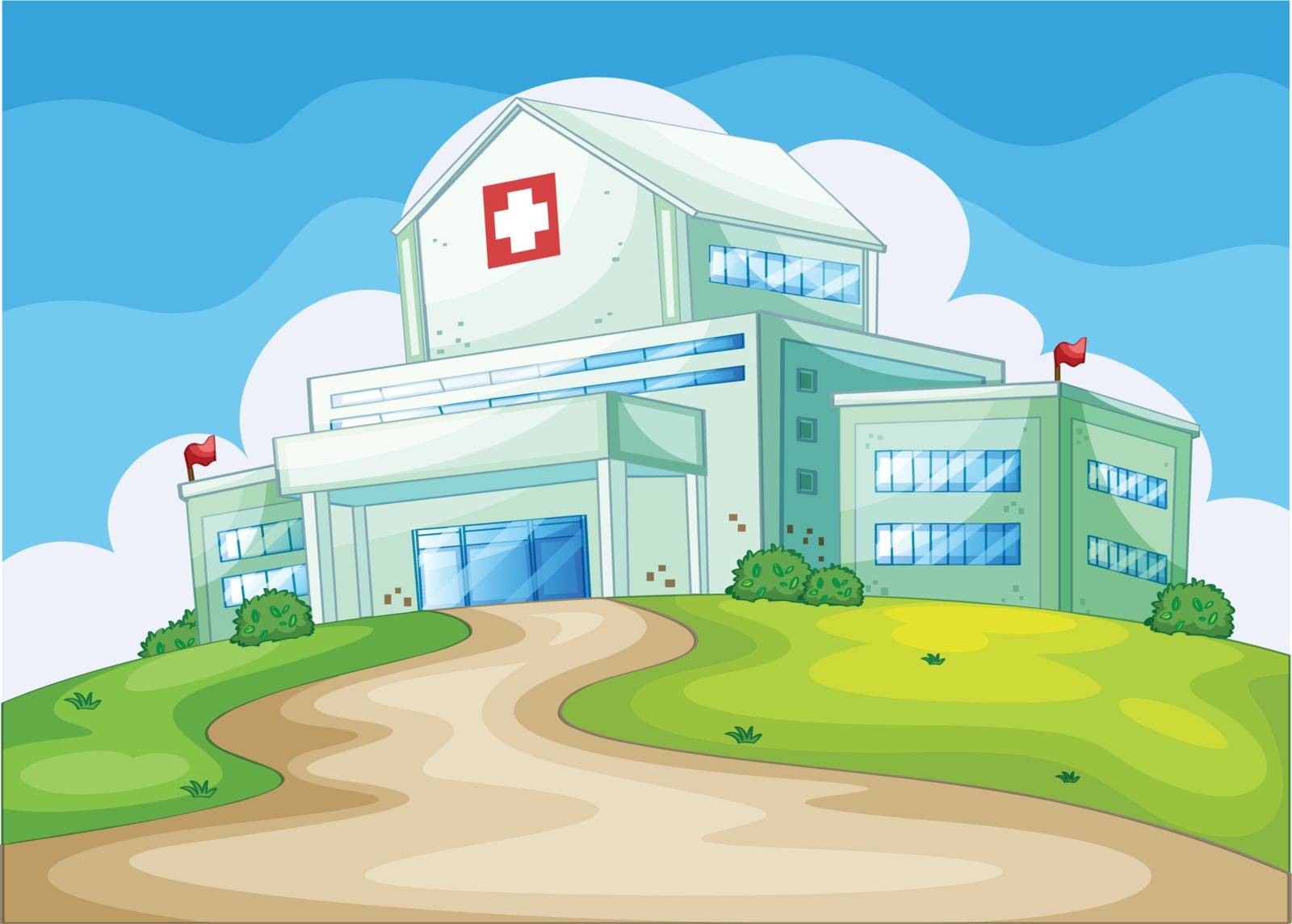 illustration of a modern hospital