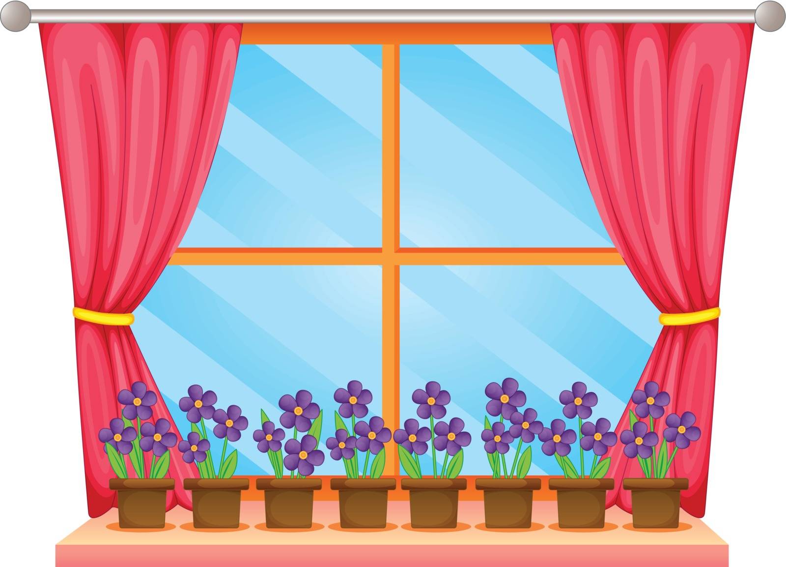 Illustration of a window sill with flowers
