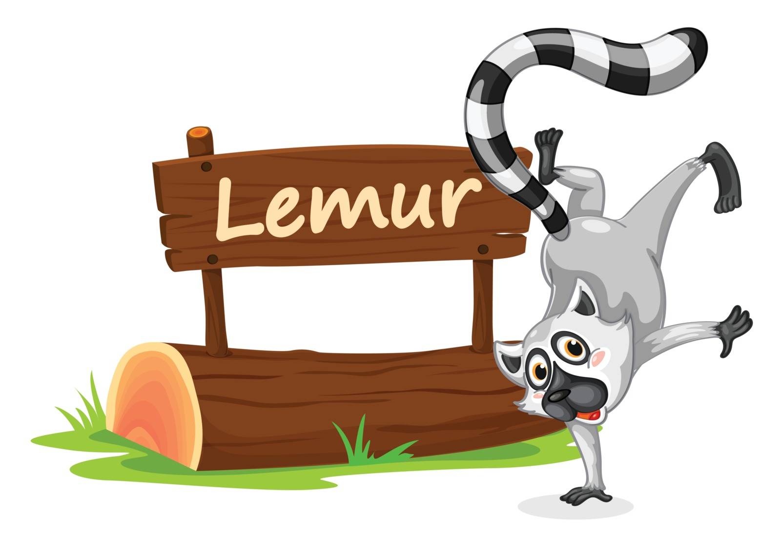 illustration of Lemur and name plate on a white