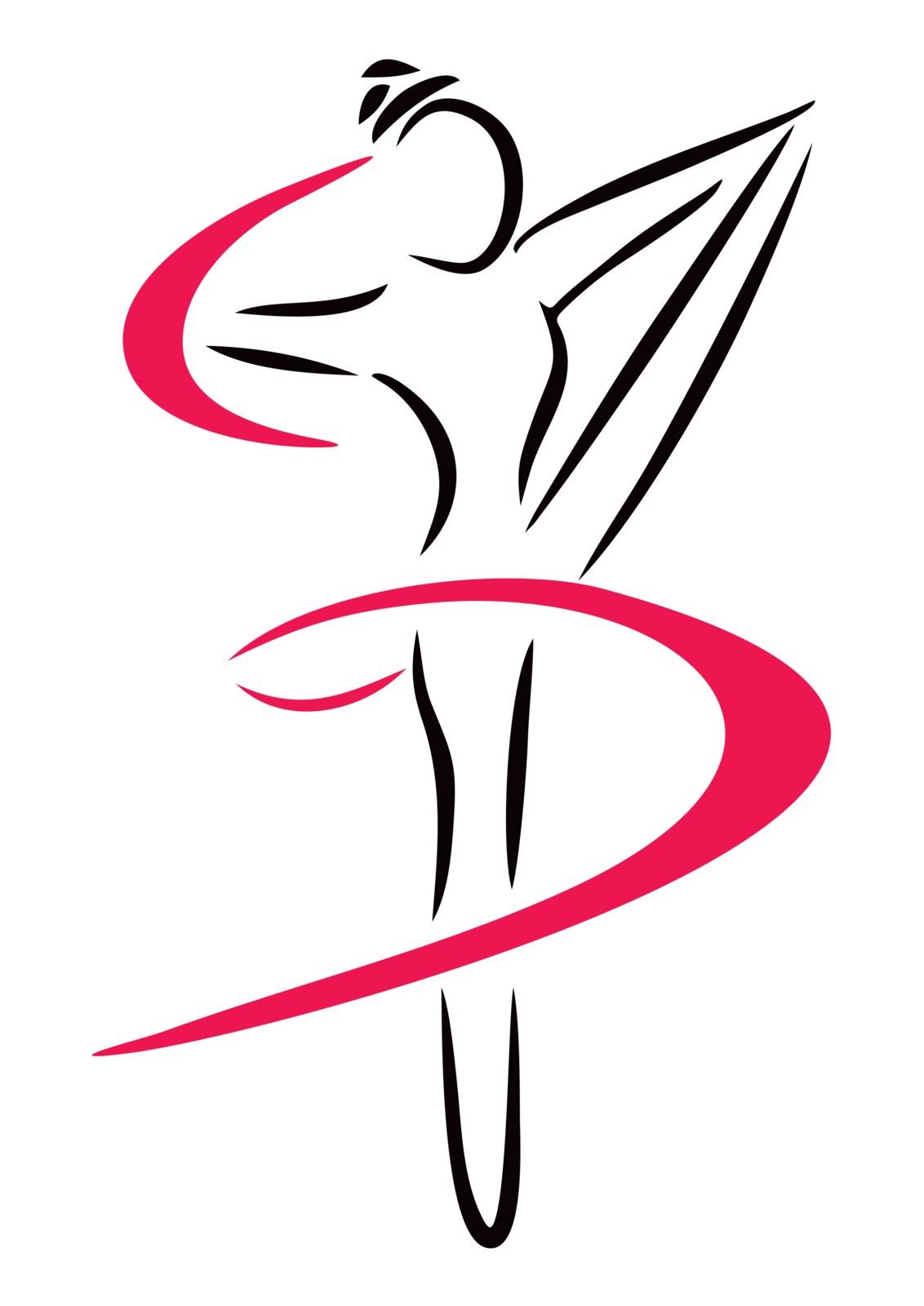 Symbol of woman dancing with ribbon