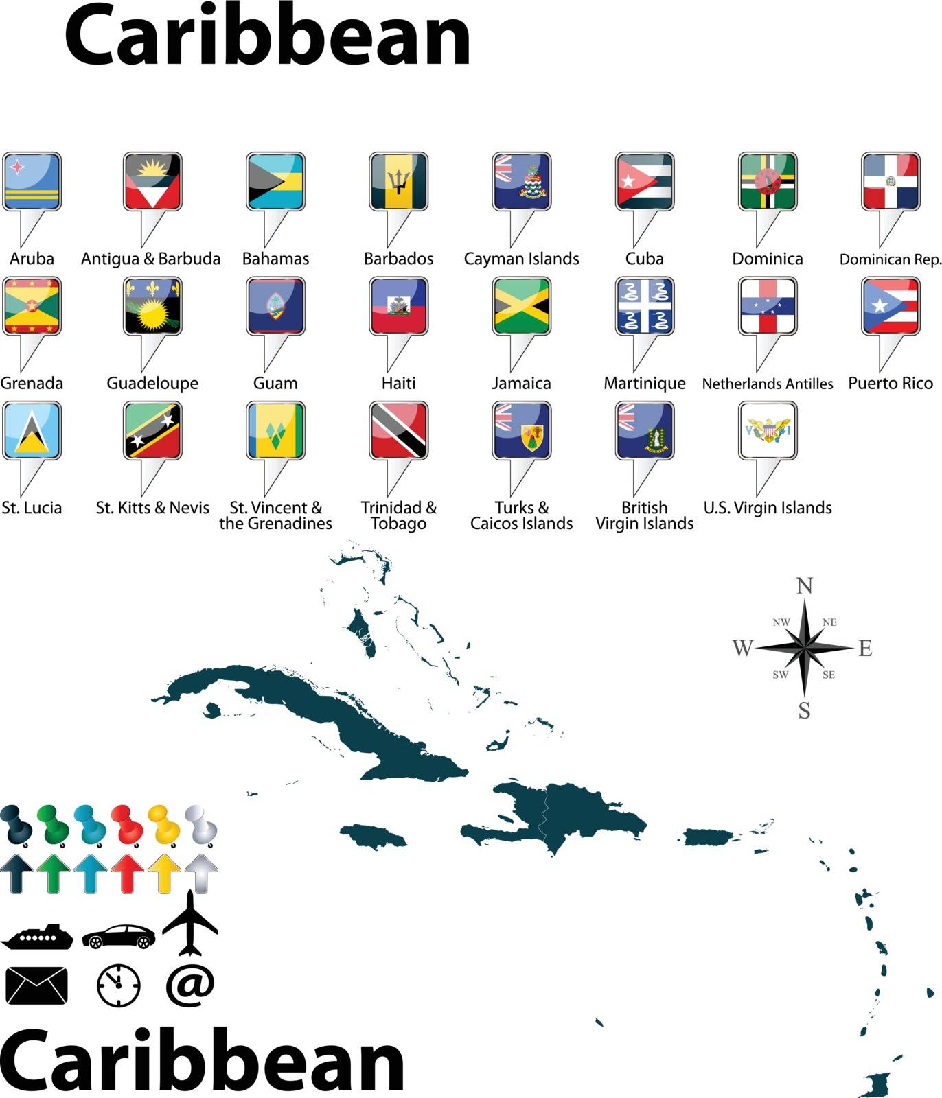 Political map of Caribbean by sateda