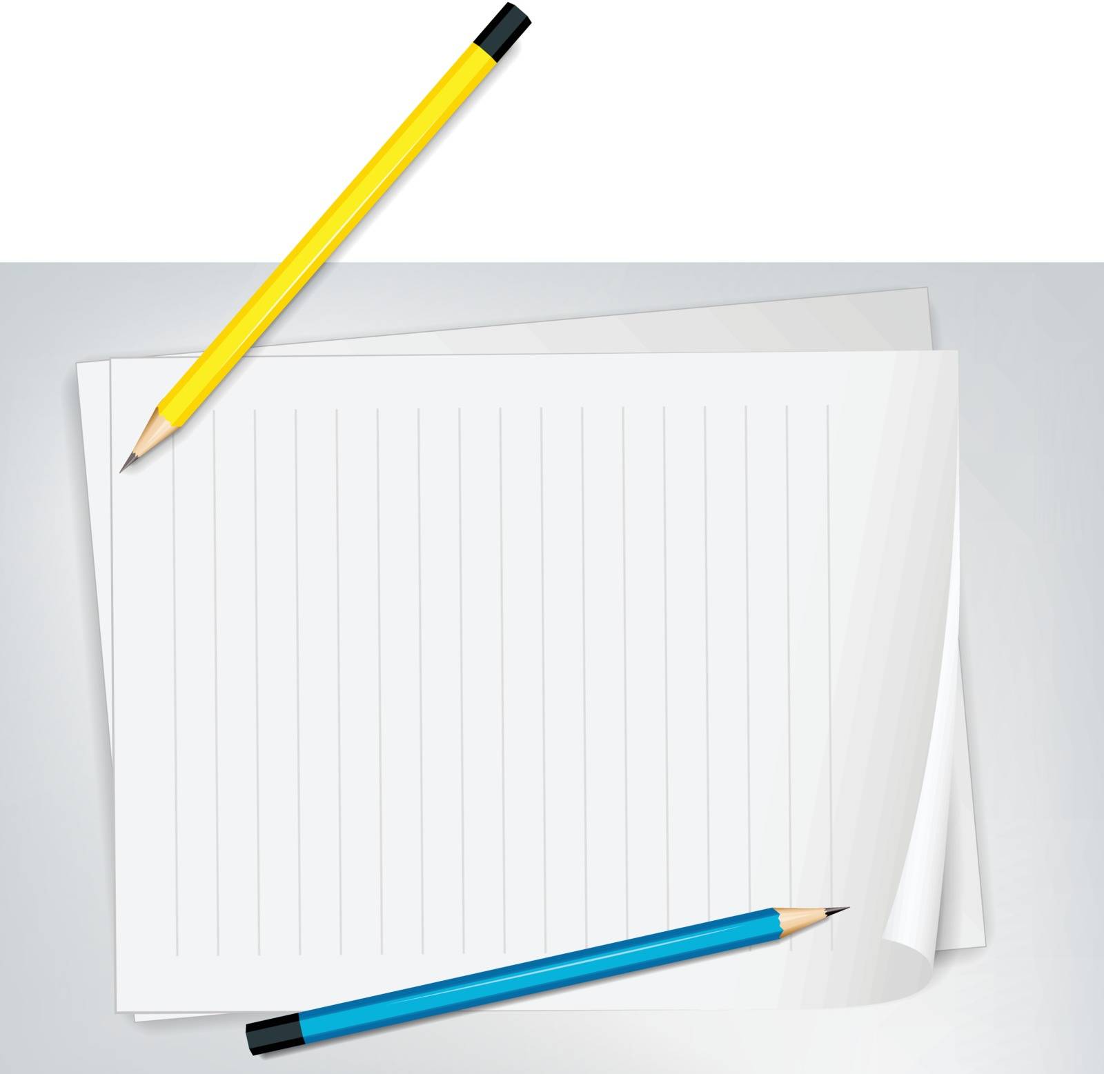 Illustration of paper and pencils