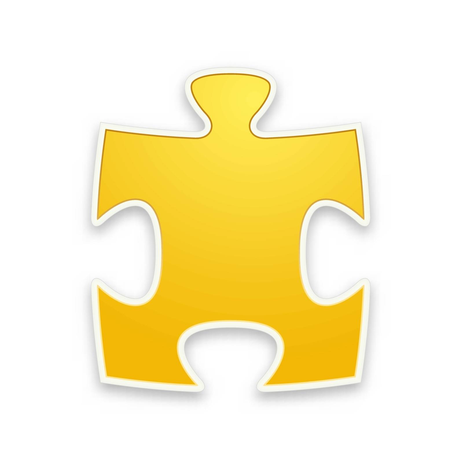 the illustration of glossy yellow puzzle piece