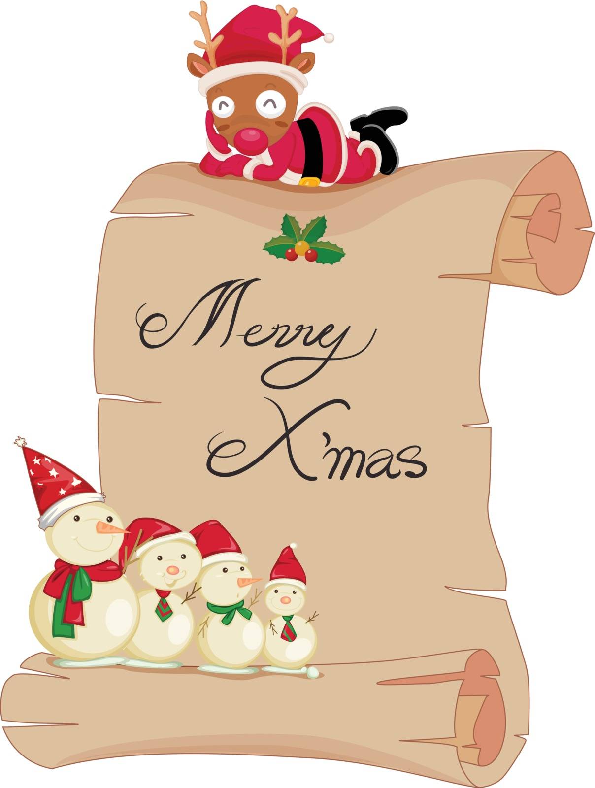 Illustration of a scroll with merry christmas