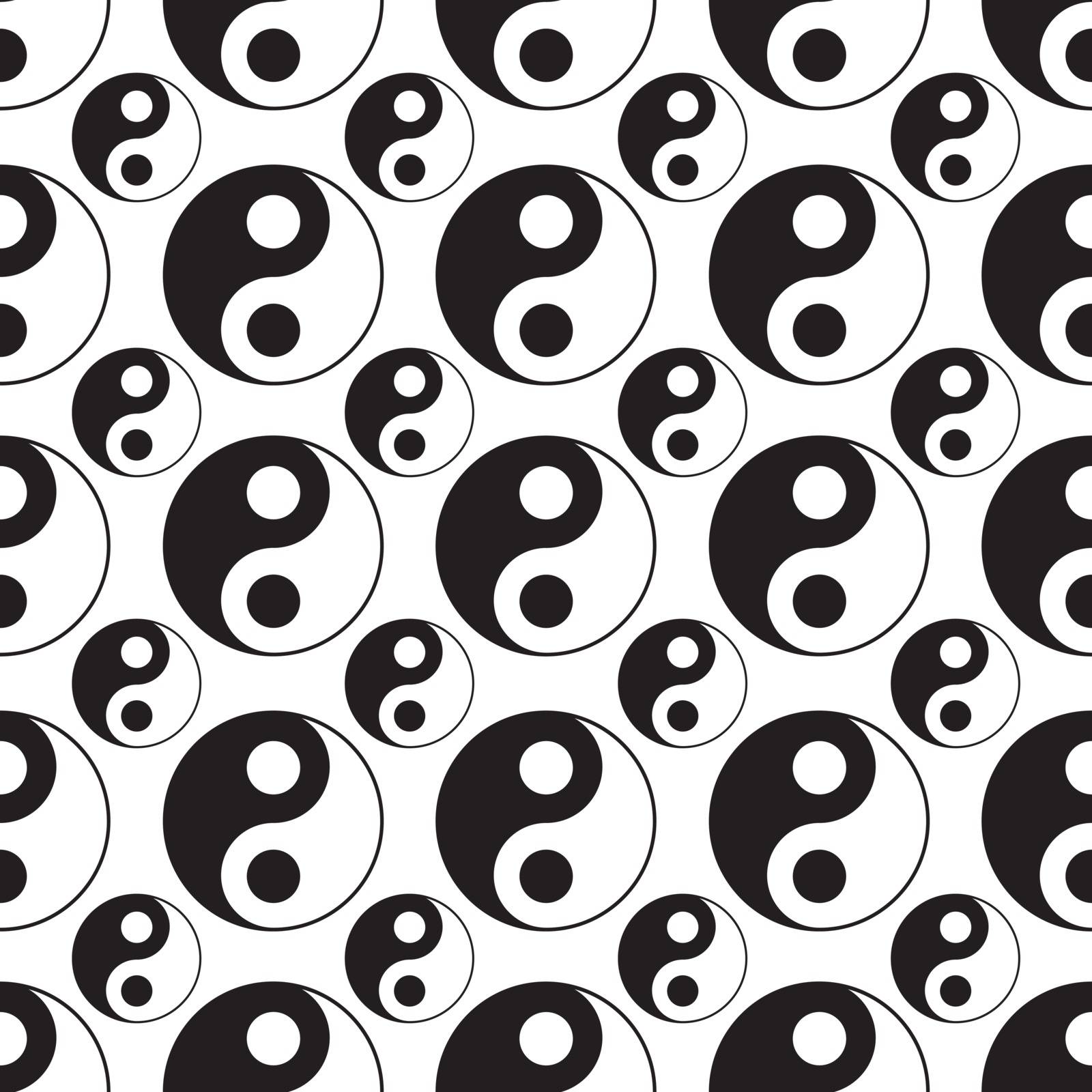 image of Yin yang symbol. Vector illustration. seamless pattern
