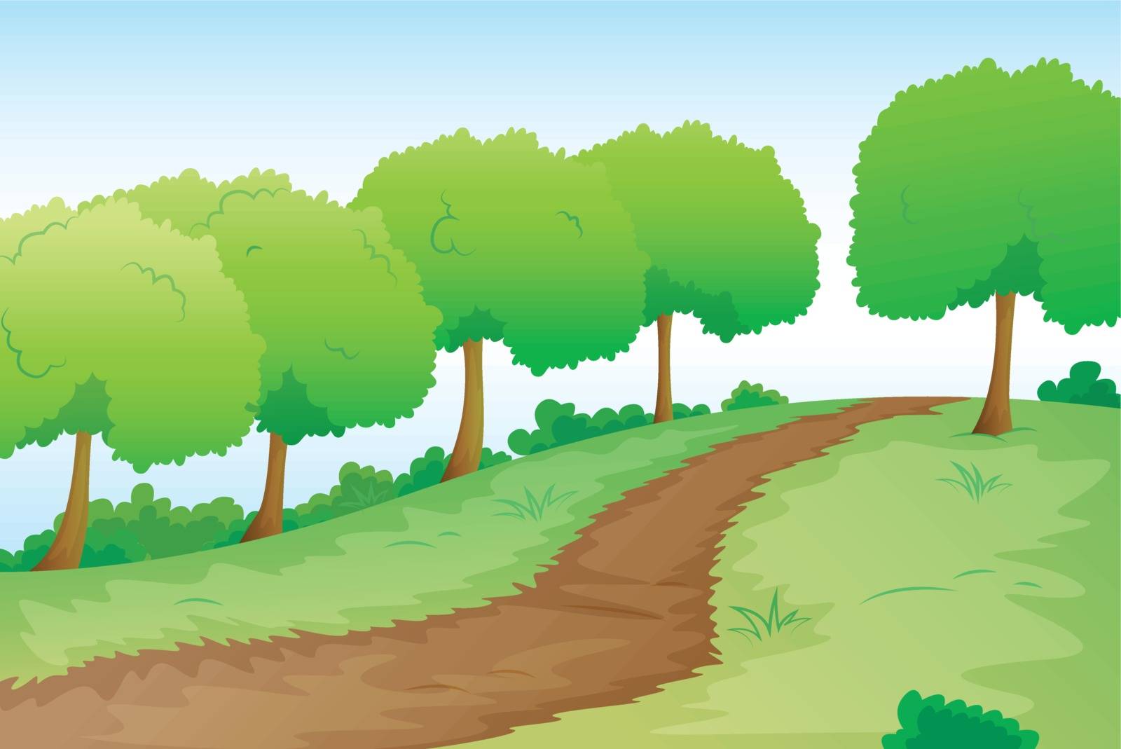 detailed illustration of a road in green nature