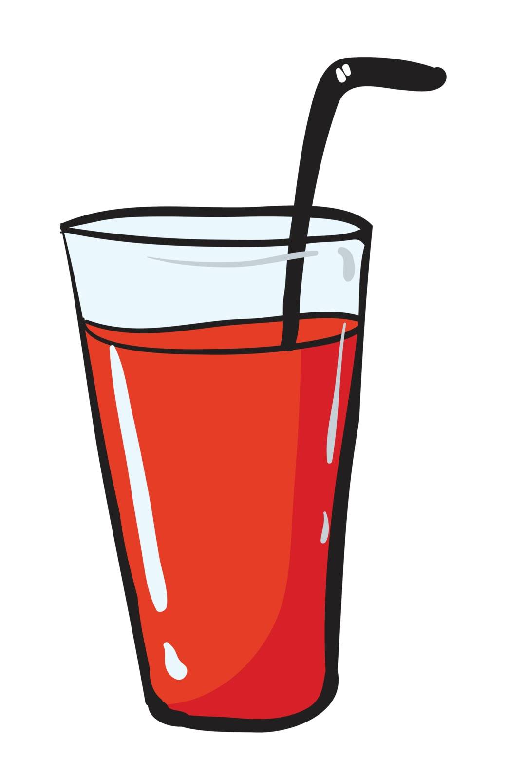 illustration of a glass and a straw on white background