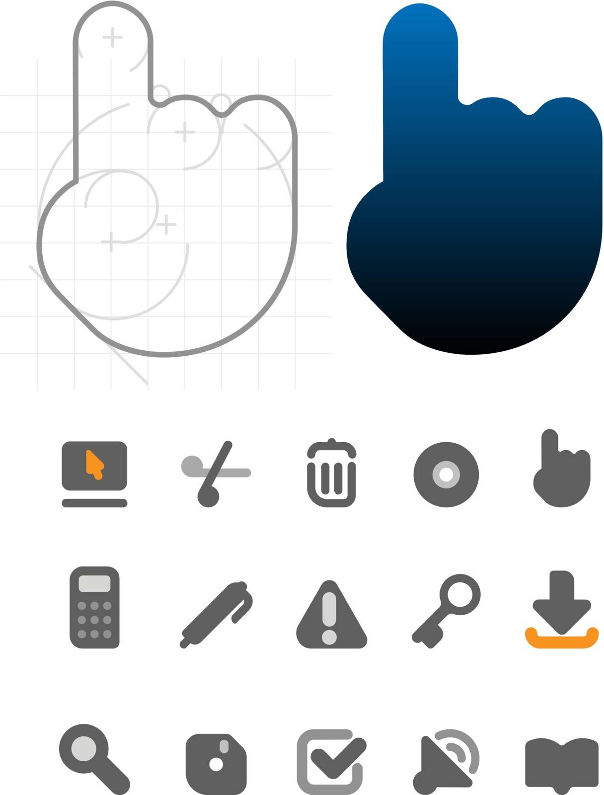 Designer's icons for website and computer interface. Vector illustration.