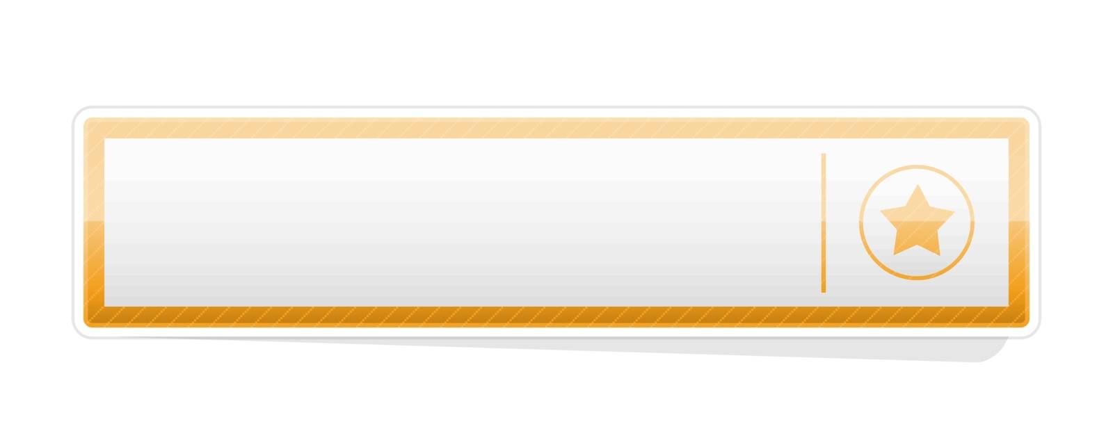 the illustration of blank orange rectangle button with star pictogram
