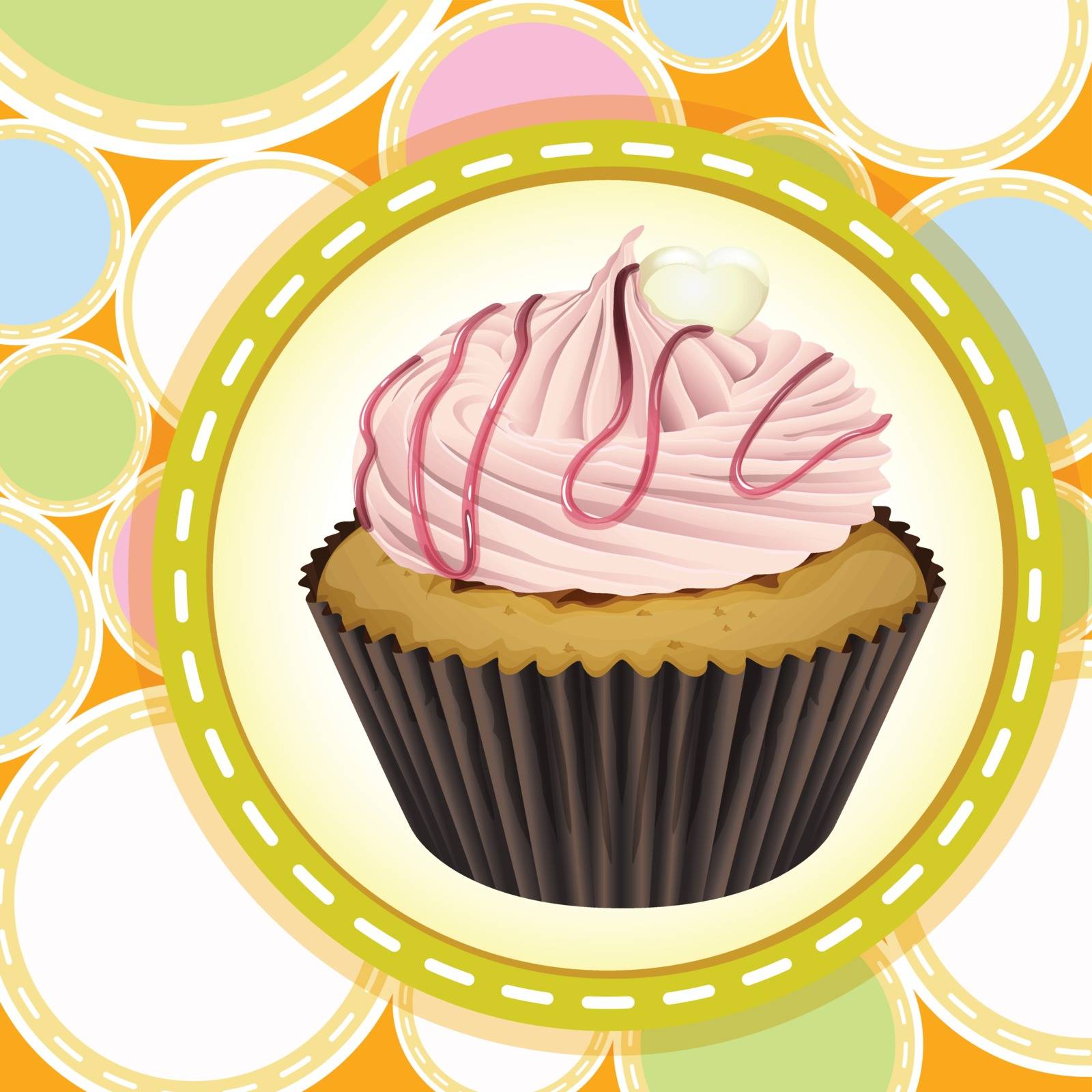 Illustration of an isolated cupcake and a wallpaper