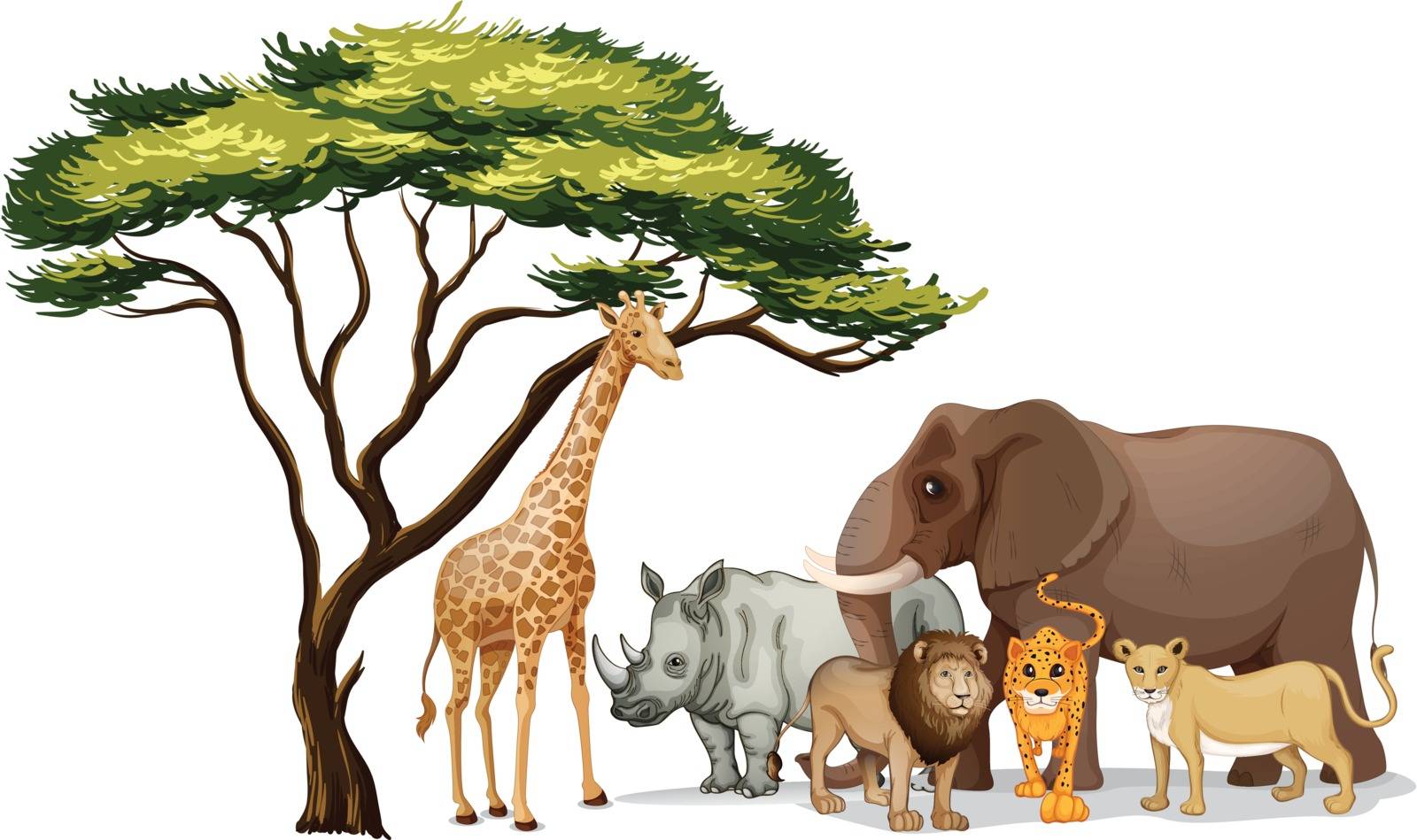 Illustration of a group of african animals