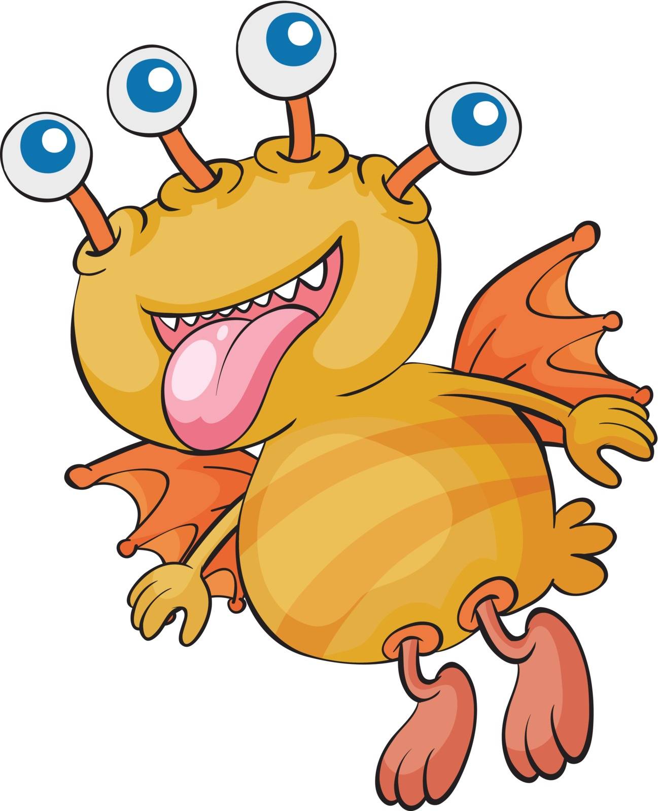 Illustration of a flying orange monster