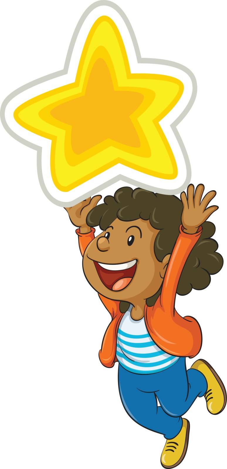 illustration of a girl holding a big star