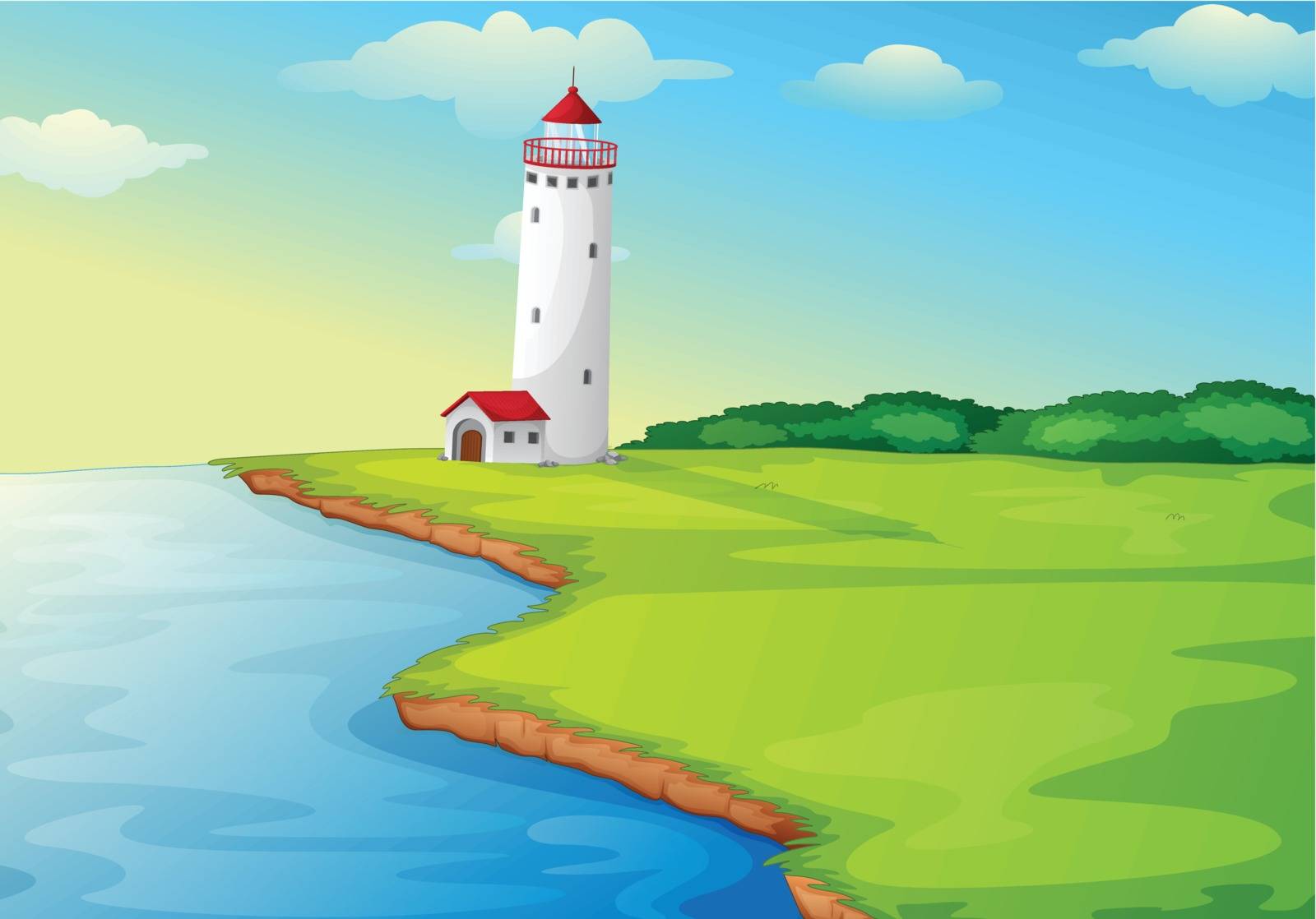 illustration of a light house in a beautiful nature
