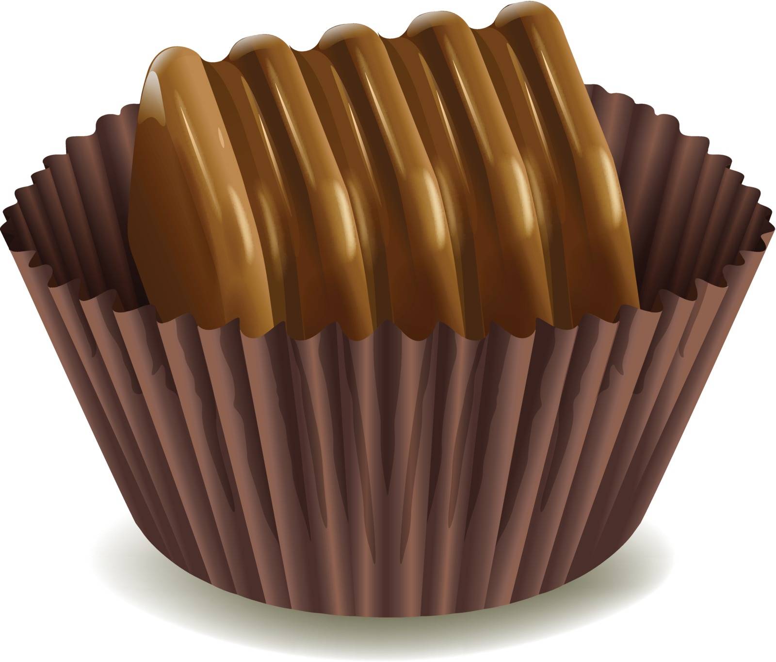 illustration of chocolates in brown cup on a white background