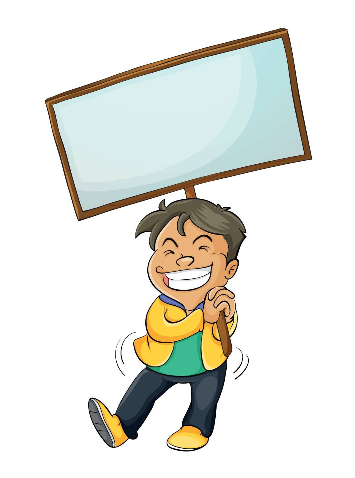 Illustration of a boy with a sign