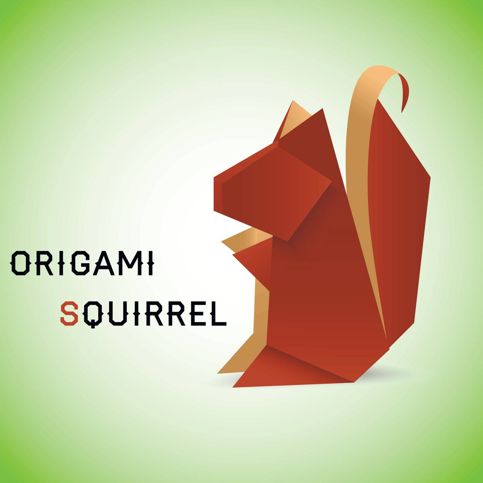 Vector illustration of an origami squirrel
