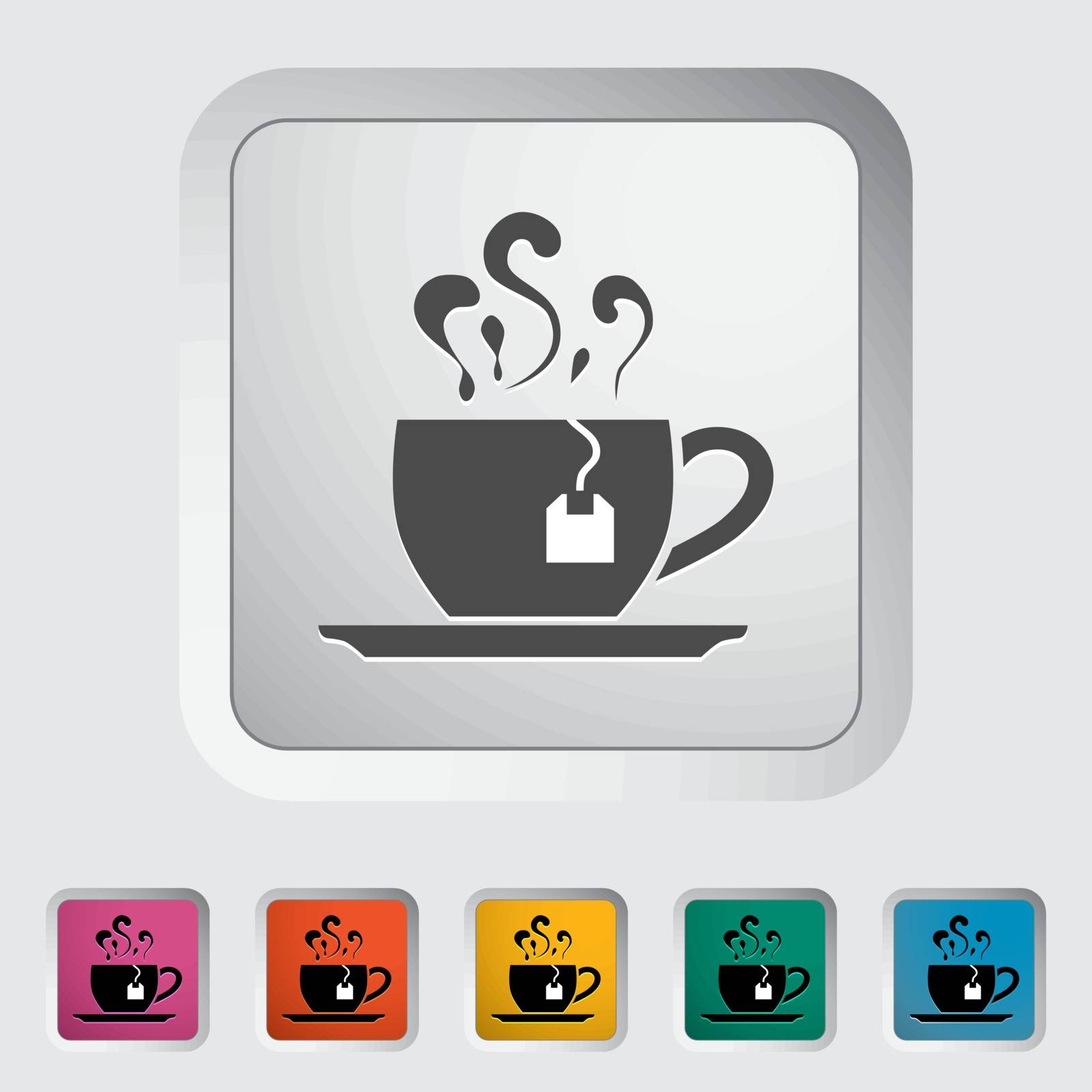 Tea. Single flat icon on the button. Vector illustration.