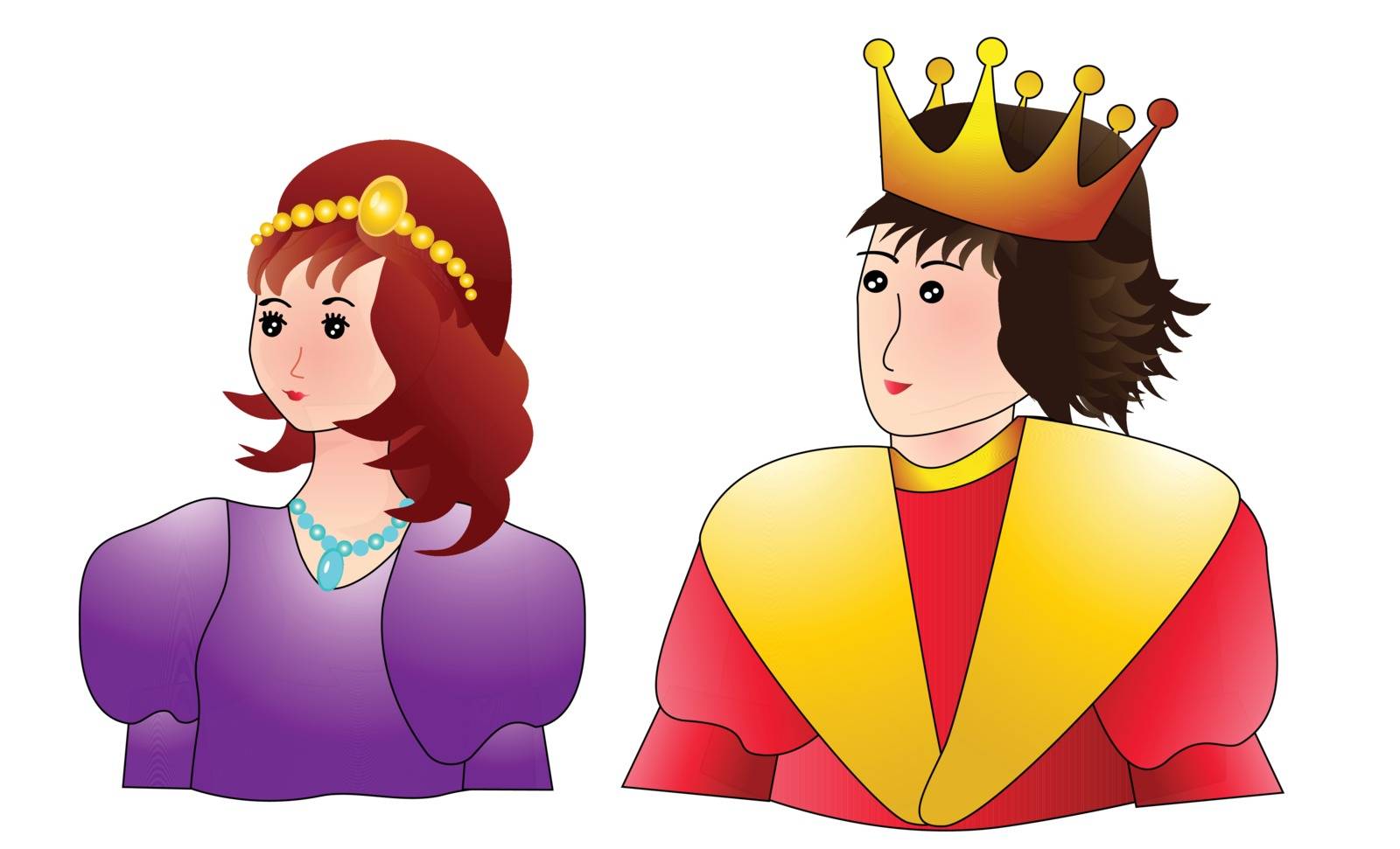 Handsome prince and pretty princess - vector illustration